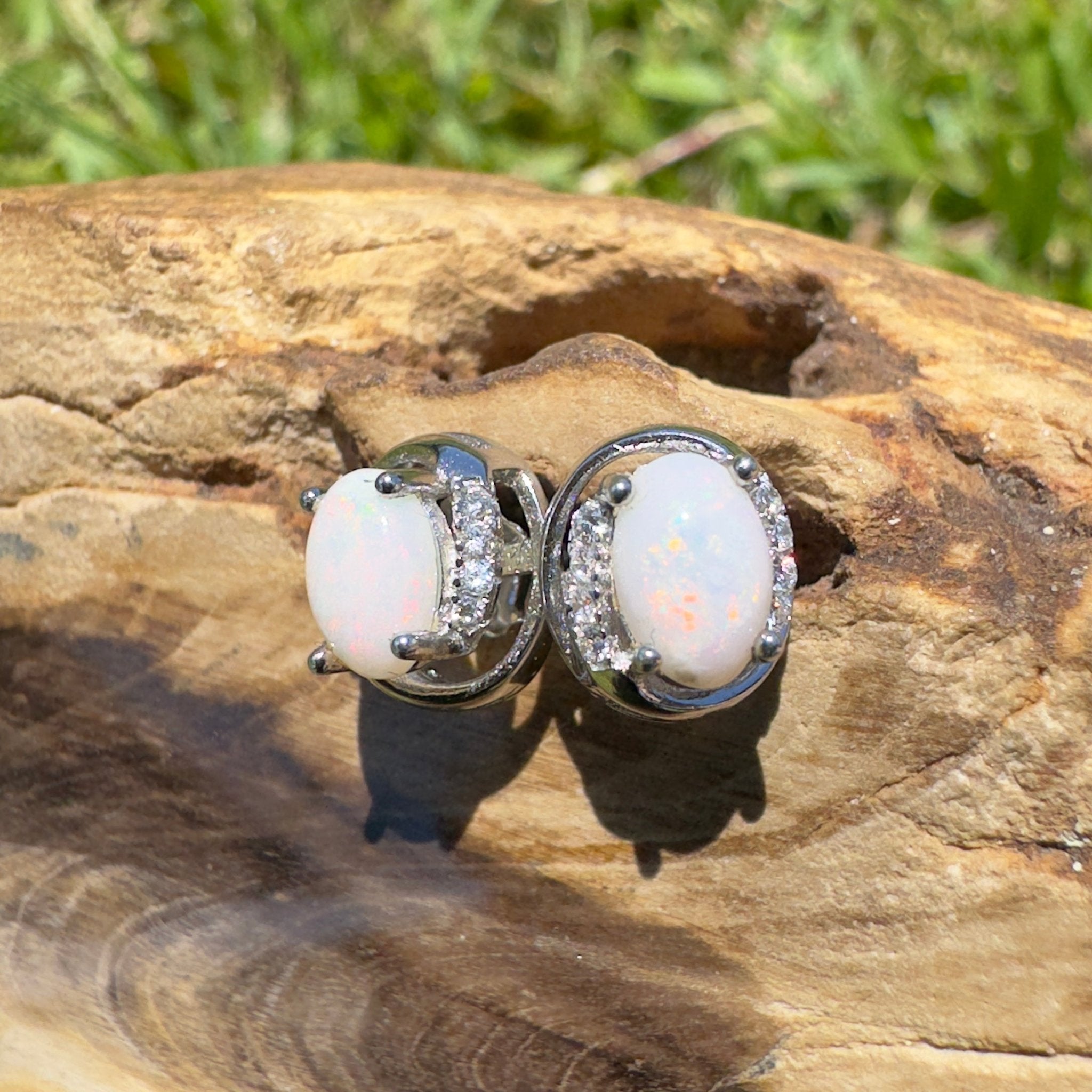 Wilson Prom Glitter - 0.6ct Coober Pedy Opal 925 Silver Earrings