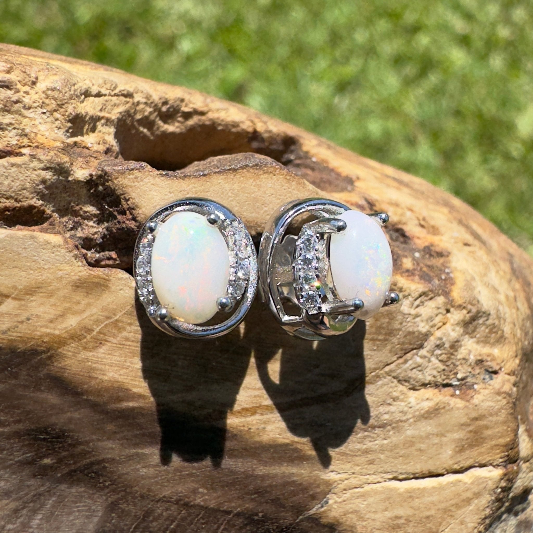 Wilson Prom Glitter - 0.6ct Coober Pedy Opal 925 Silver Earrings