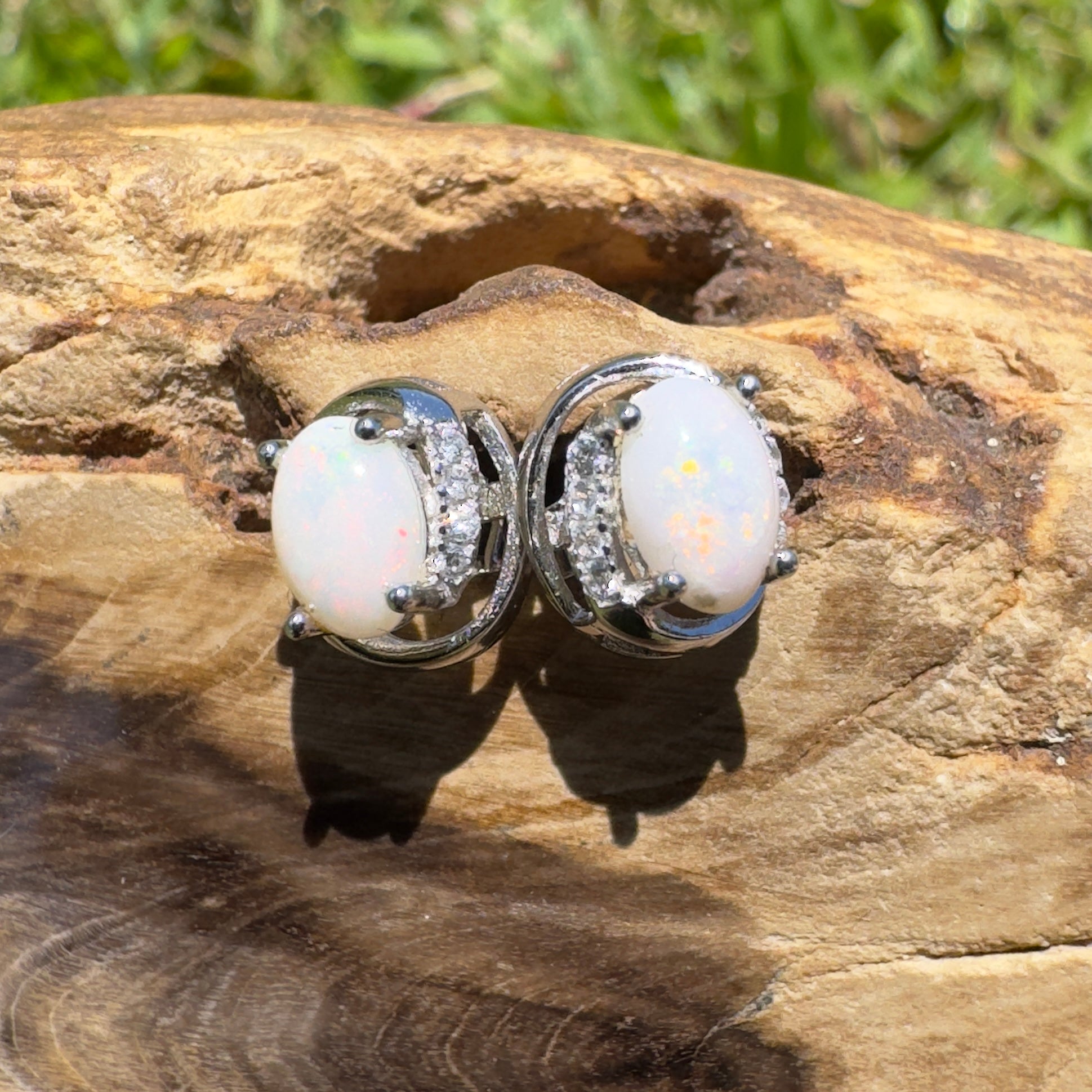 Wilson Prom Glitter - 0.6ct Coober Pedy Opal 925 Silver Earrings