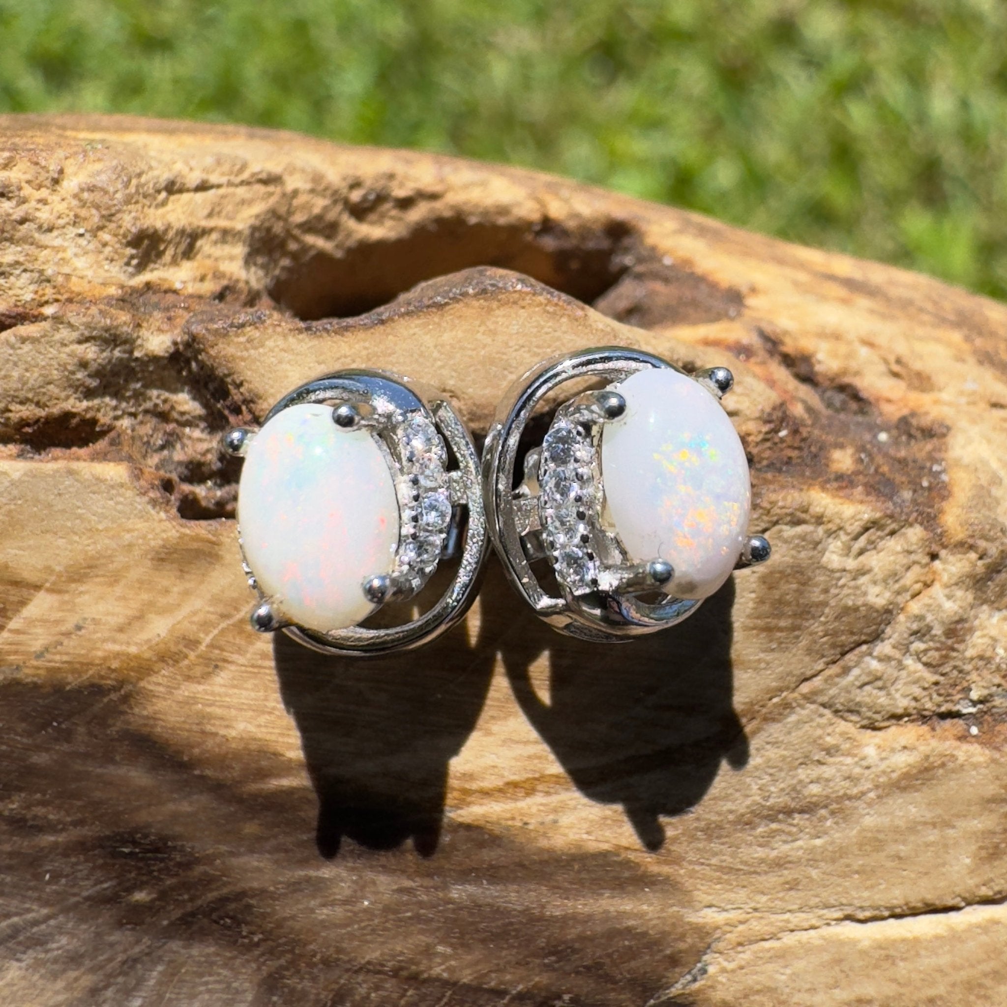 Wilson Prom Glitter - 0.6ct Coober Pedy Opal 925 Silver Earrings