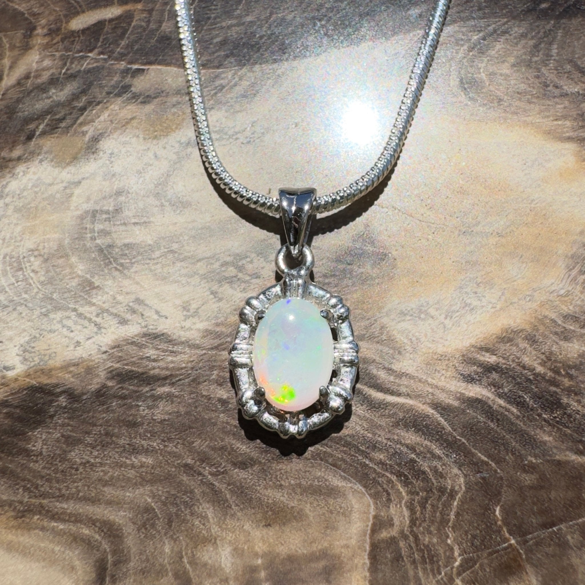 Wilson’s Prom Glowline ~ 0.6ct Lightning Ridge Opal 925 Silver Pendant