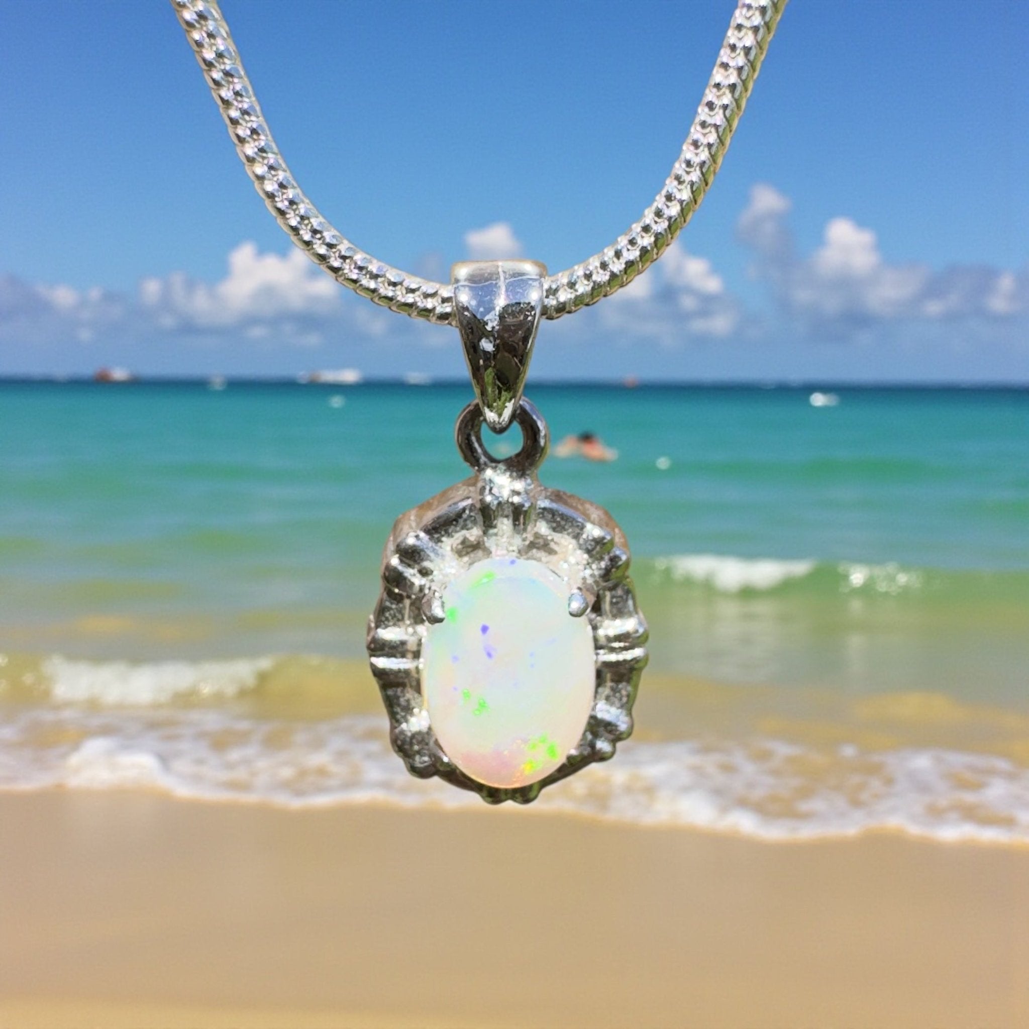 Wilson’s Prom Glowline ~ 0.6ct Lightning Ridge Opal 925 Silver Pendant