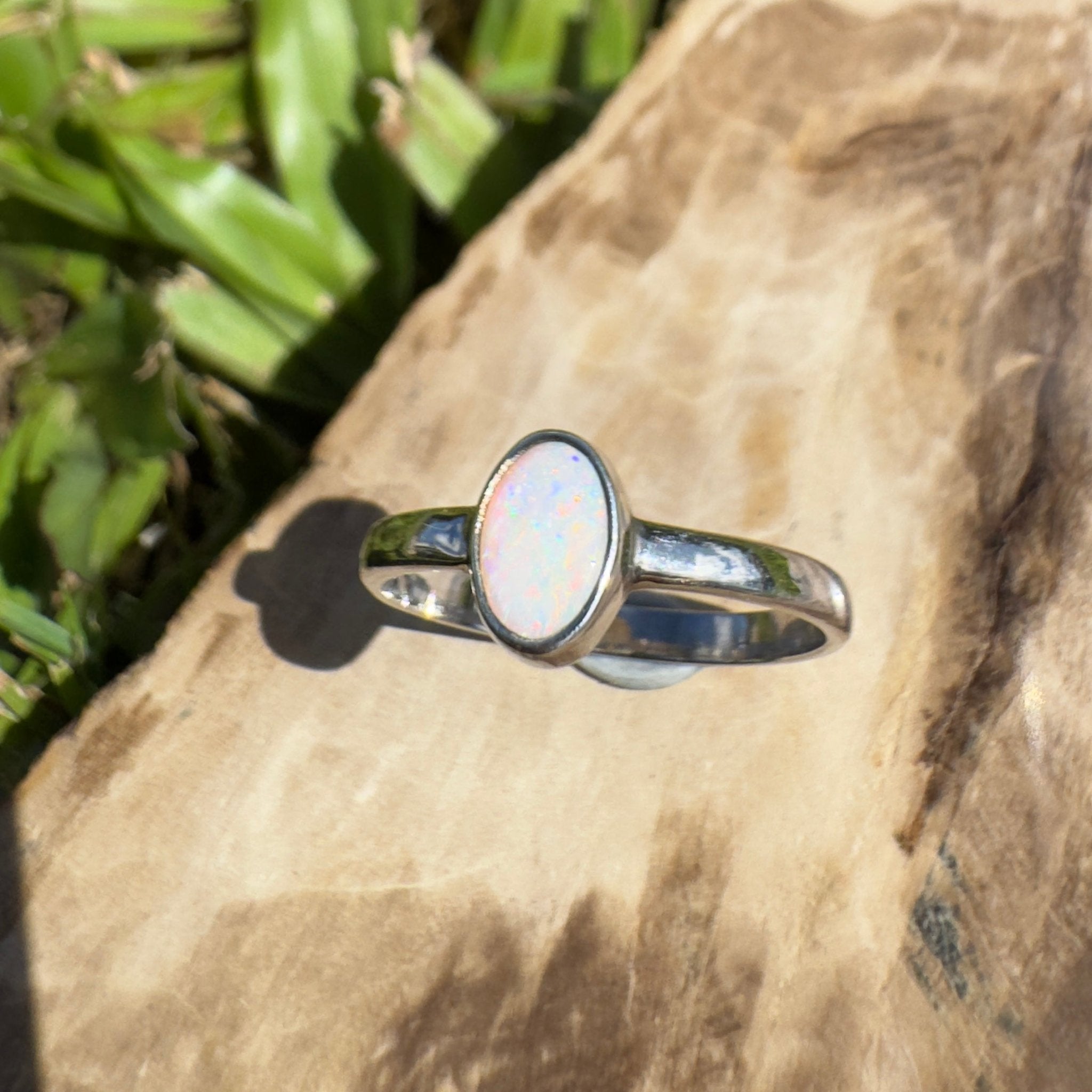 Wilsons Promontory Prism – 0.8ct Solid Lightning Ridge Opal 925 Sterling Silver Ring