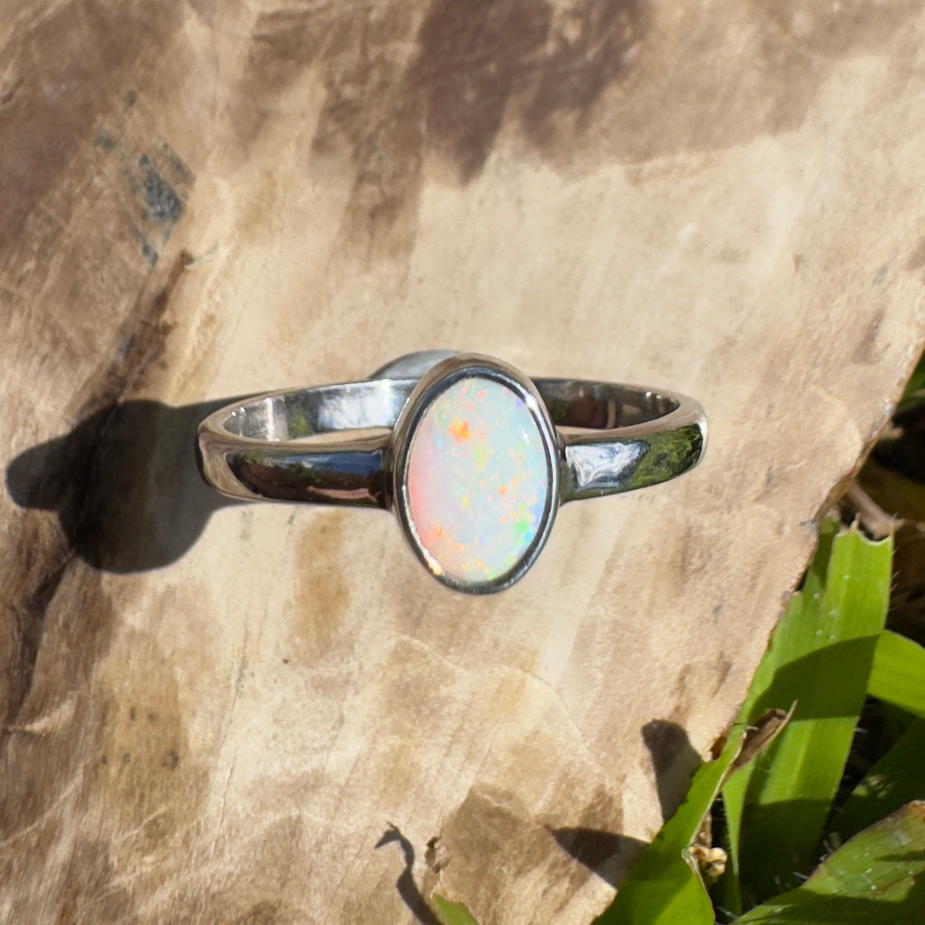 Wilsons Promontory Prism – 0.8ct Solid Lightning Ridge Opal 925 Sterling Silver Ring