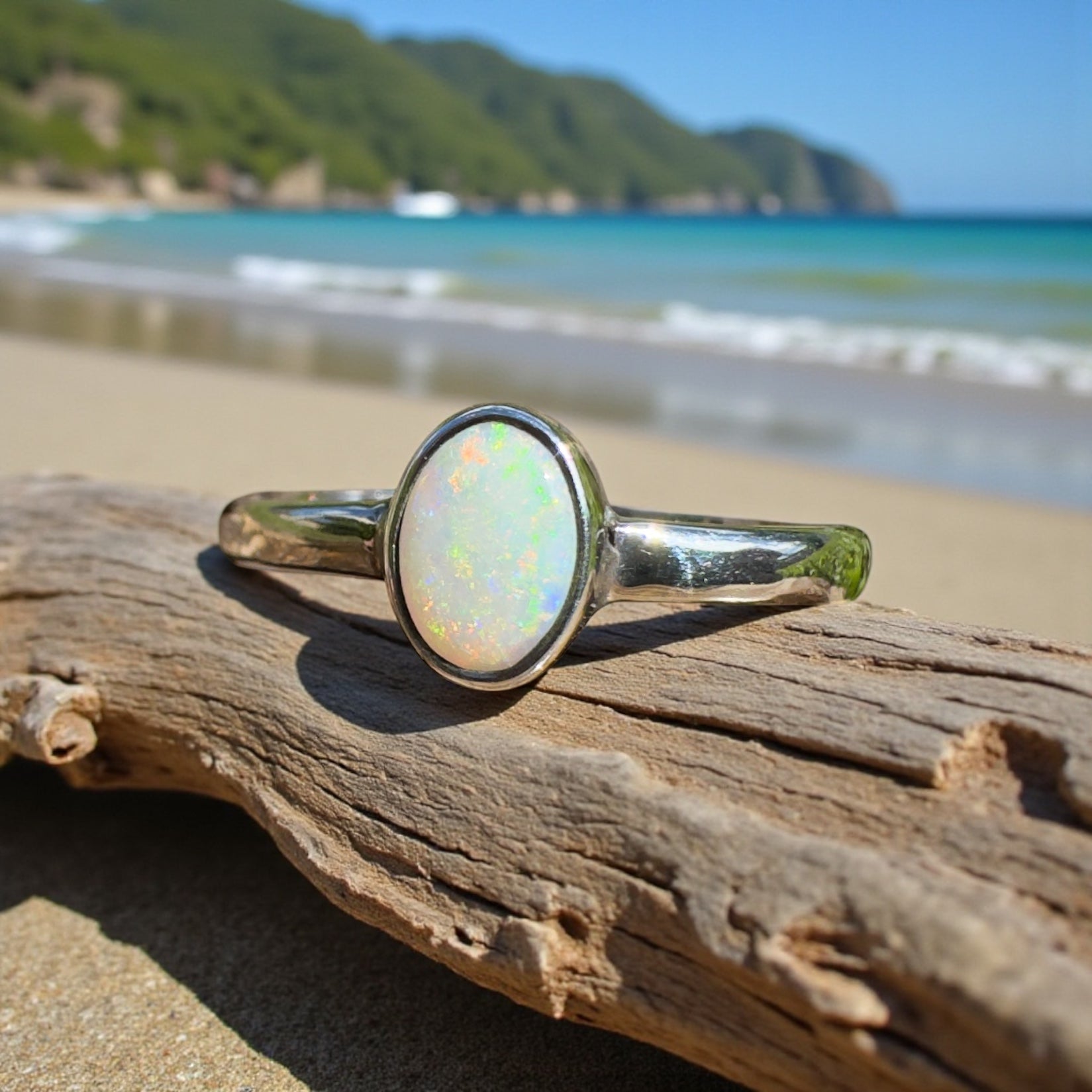 Wilsons Promontory Prism – 0.8ct Solid Lightning Ridge Opal 925 Sterling Silver Ring