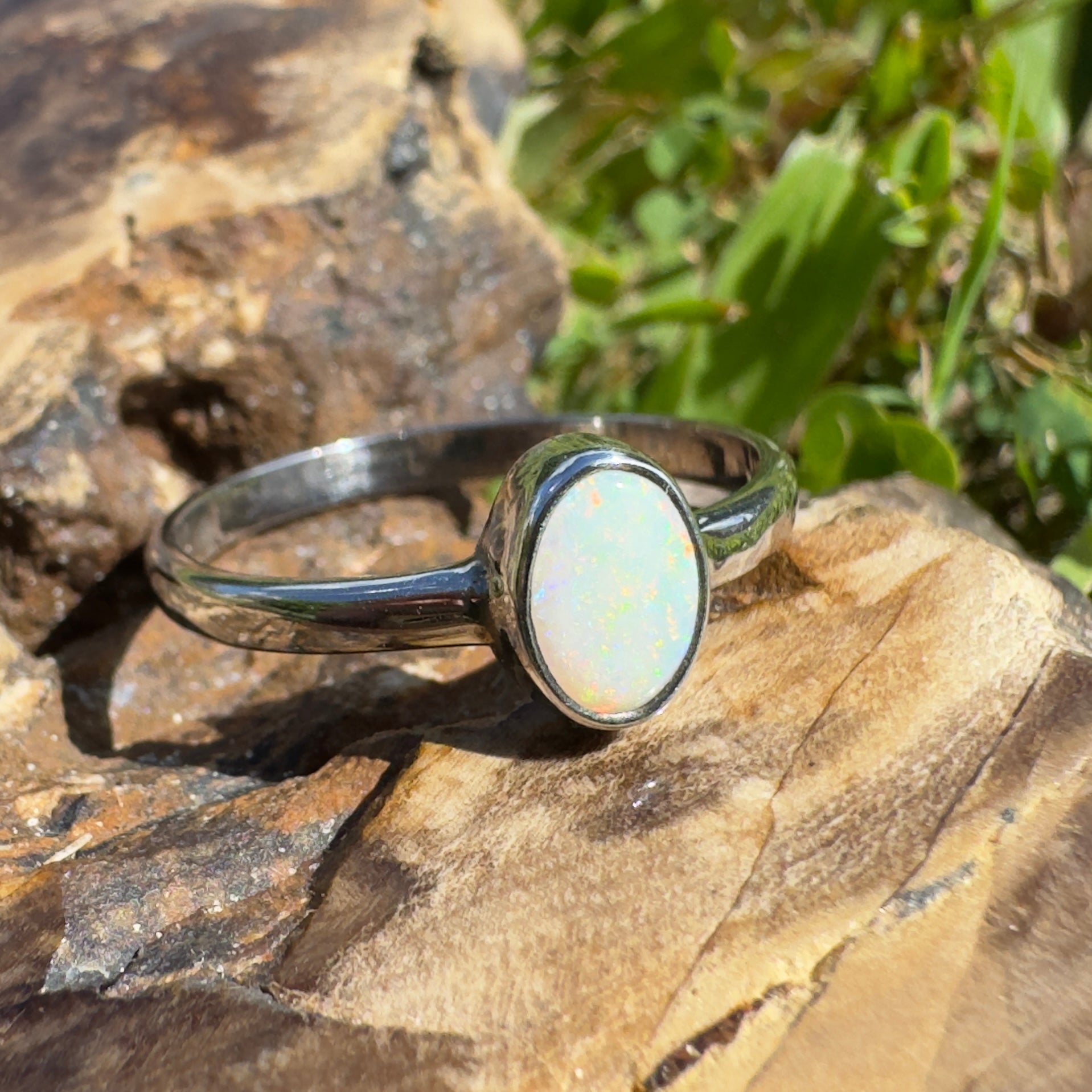 Wilsons Promontory Prism – 0.8ct Solid Lightning Ridge Opal 925 Sterling Silver Ring