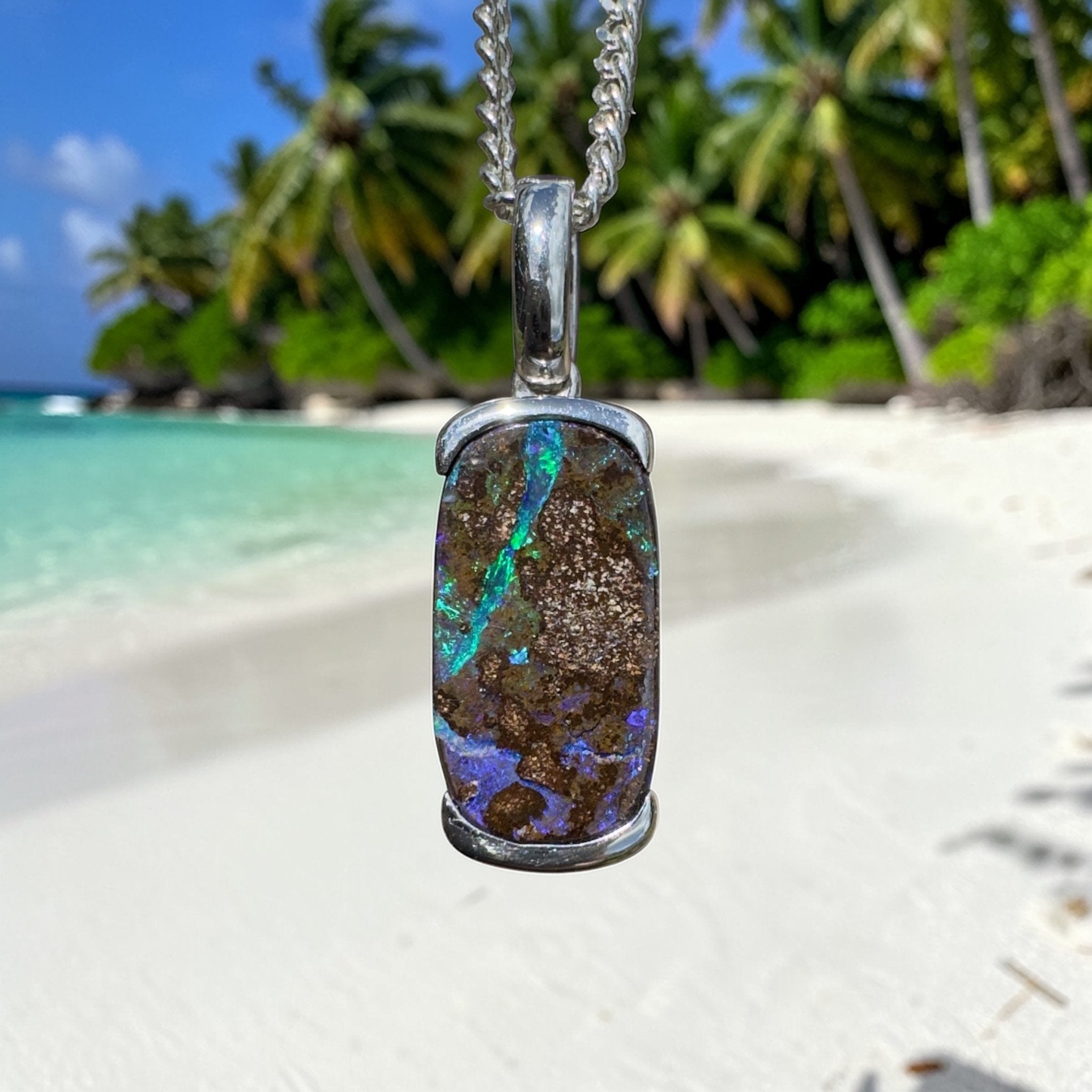 Winton Wildfire ~ Queensland Boulder Opal 925 Sterling Silver Pendant Necklace
