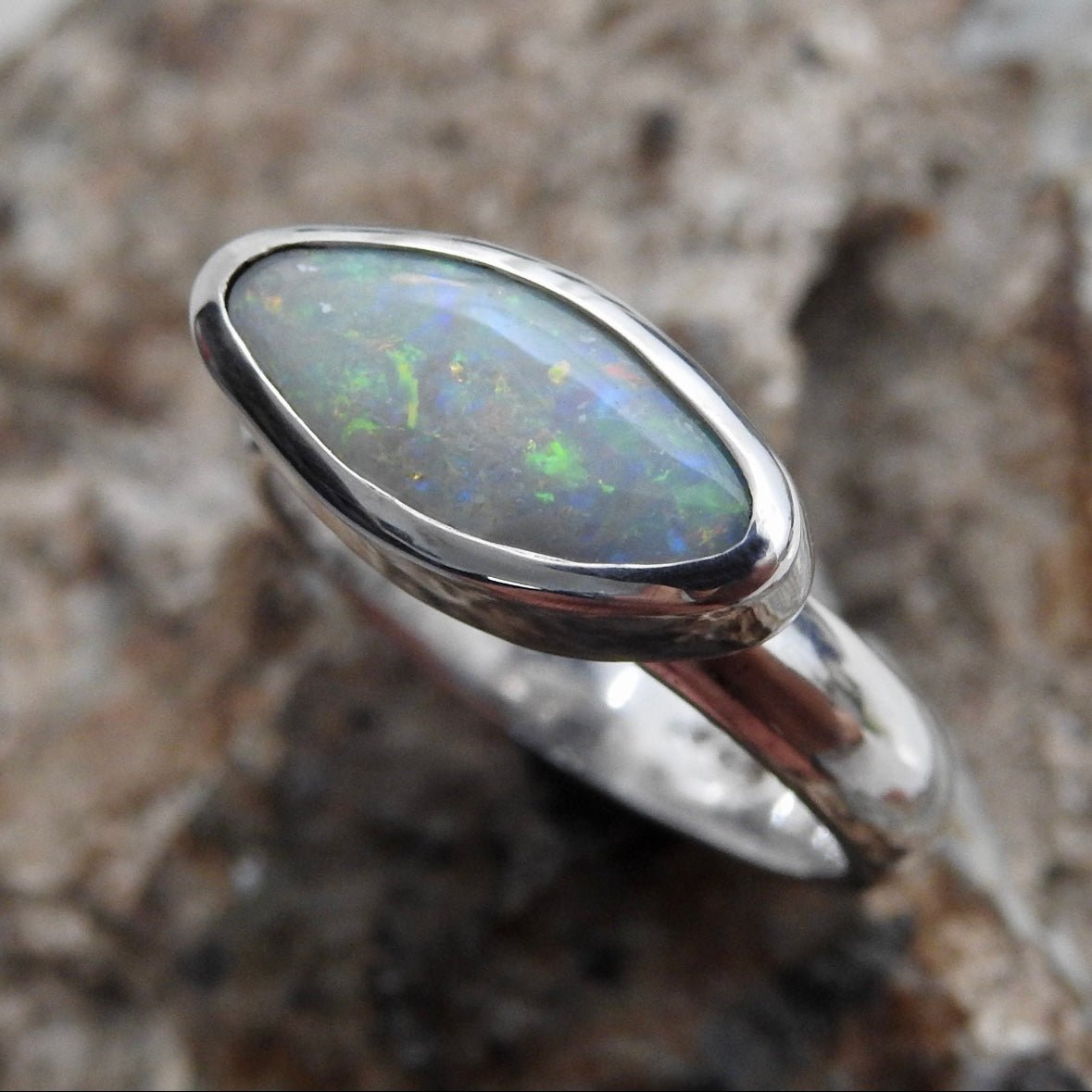 Wollemi Ember ~ 2.5ct Solid Lightning Ridge Black Opal 925 Silver Ring