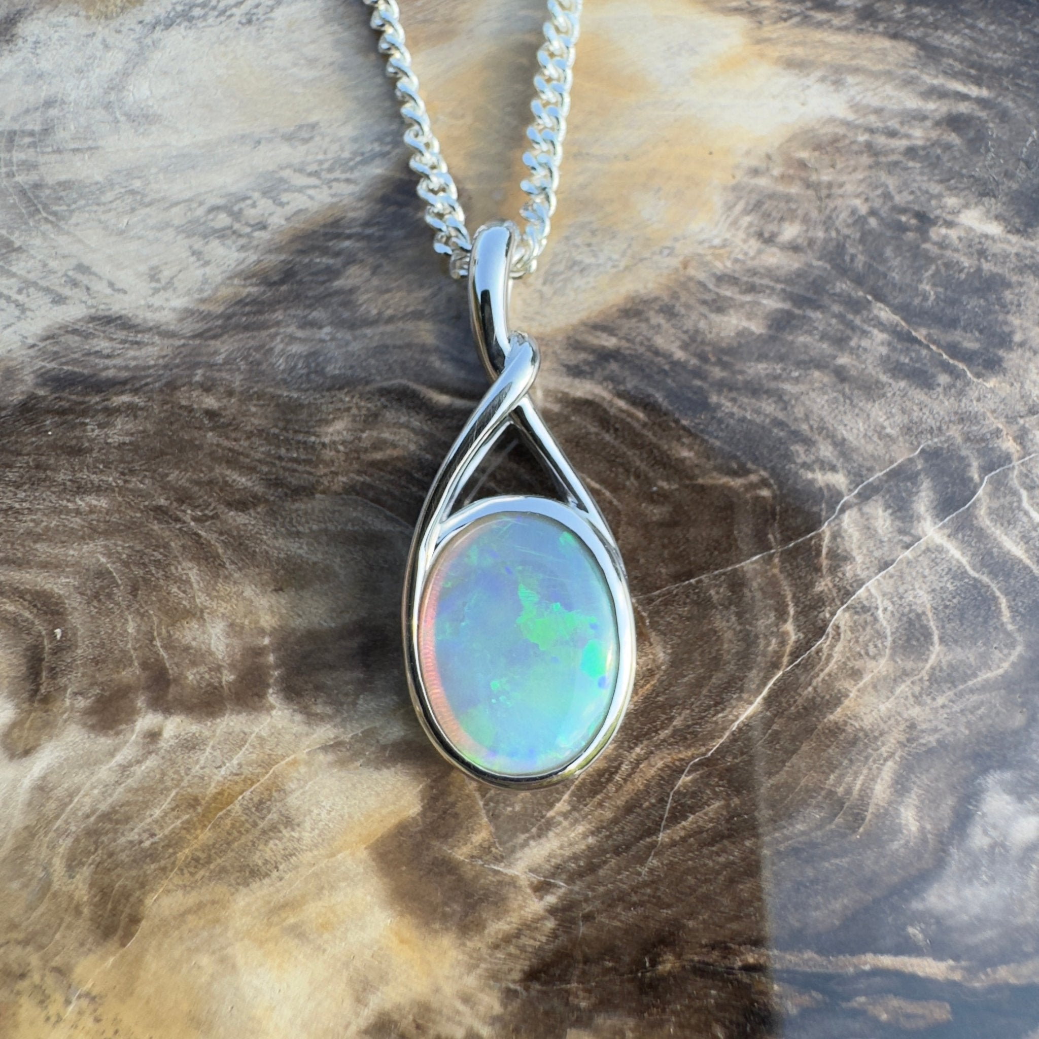 Wollemi Rain Light – 1.5ct Lightning Ridge Opal Pendant