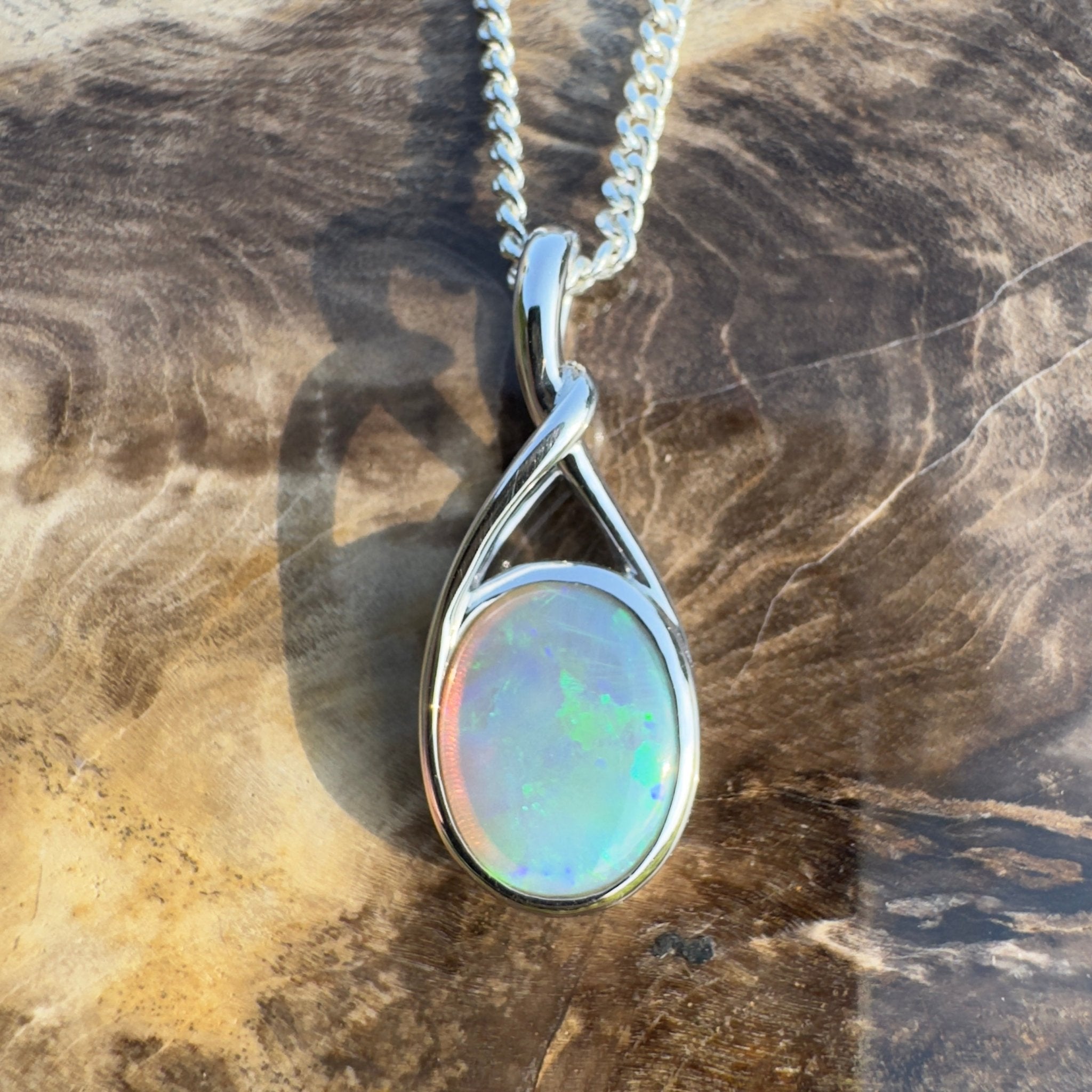 Wollemi Rain Light – 1.5ct Lightning Ridge Opal Pendant