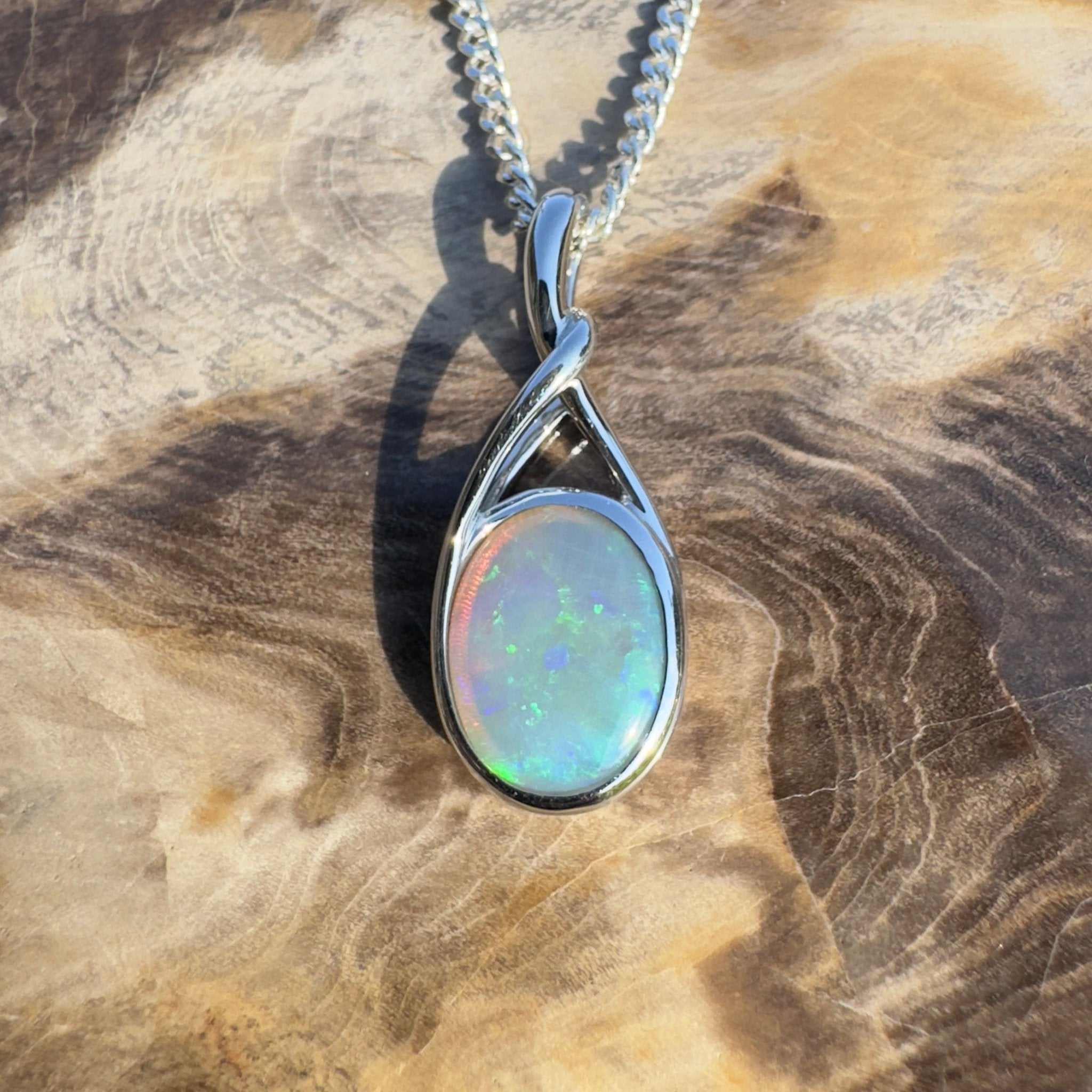 Wollemi Rain Light – 1.5ct Lightning Ridge Opal Pendant