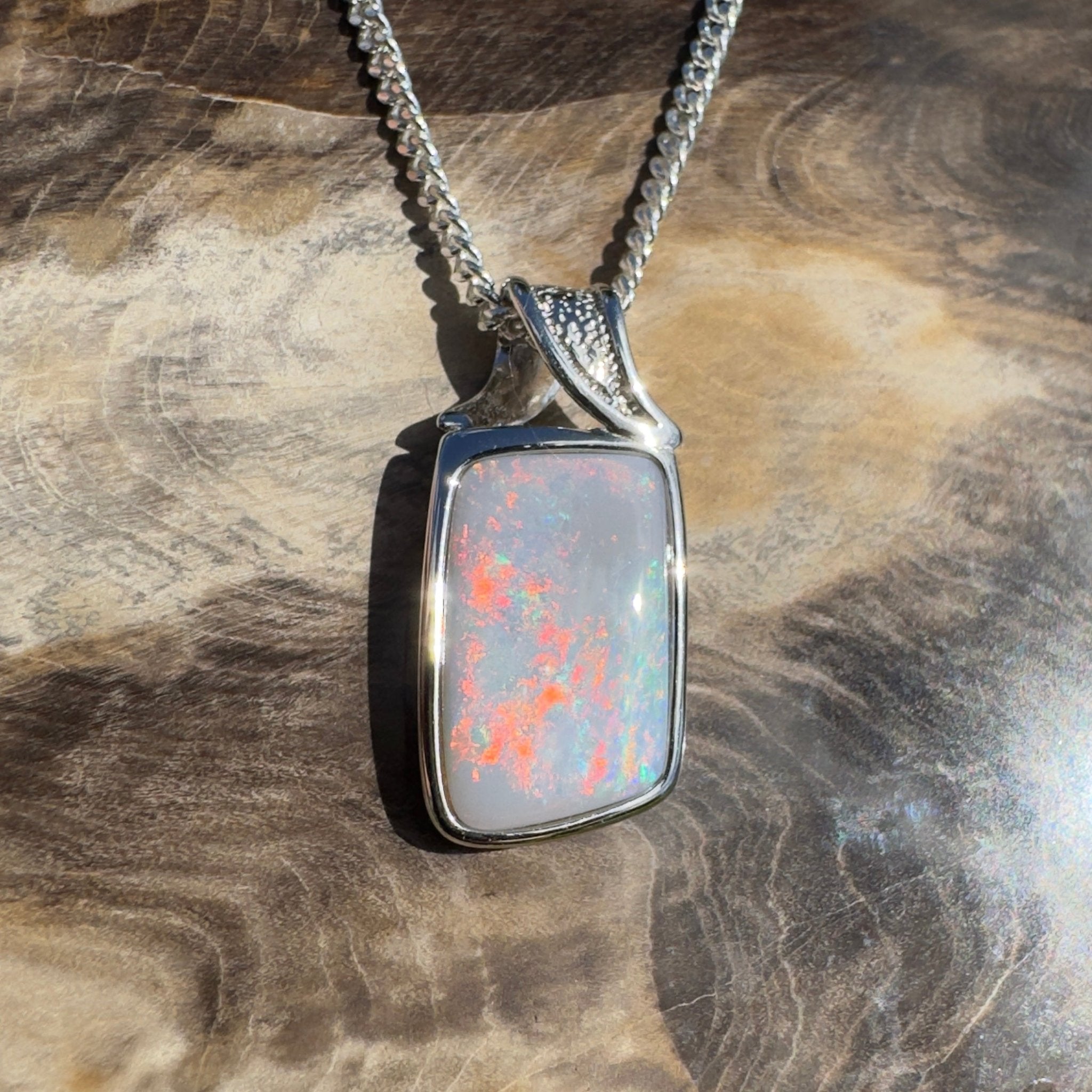 Wolumla Spark ~ 4ct Coober Pedy Opal 925 Silver Pendant