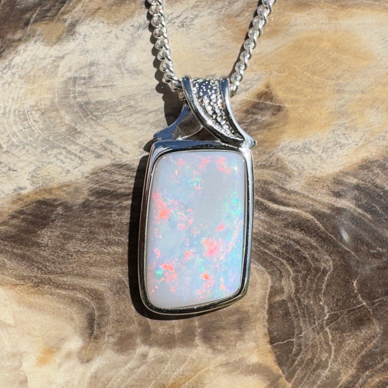 Wolumla Spark ~ 4ct Coober Pedy Opal 925 Silver Pendant