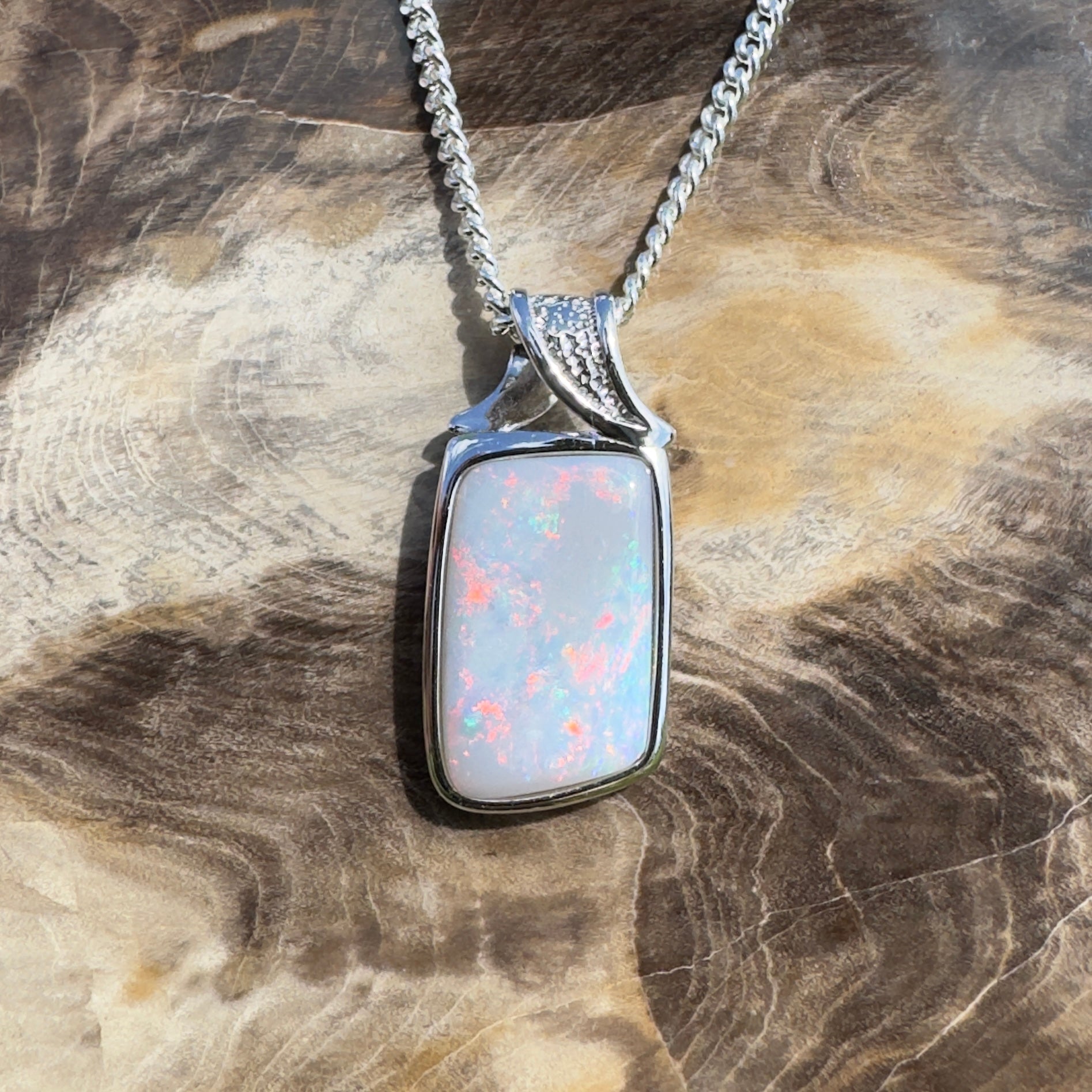 Wolumla Spark ~ 4ct Coober Pedy Opal 925 Silver Pendant