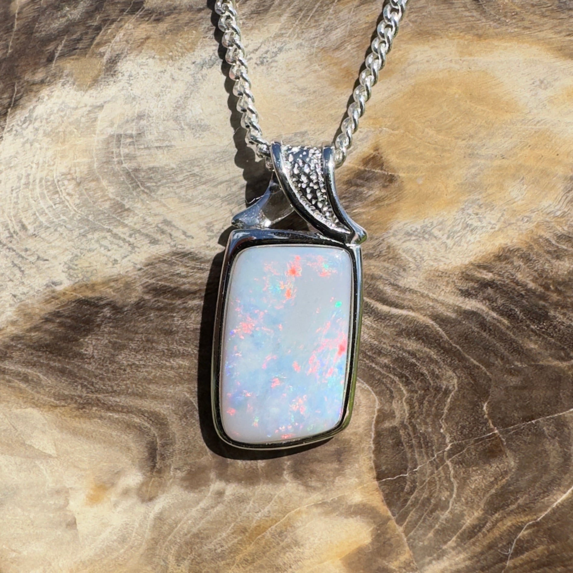 Wolumla Spark ~ 4ct Coober Pedy Opal 925 Silver Pendant