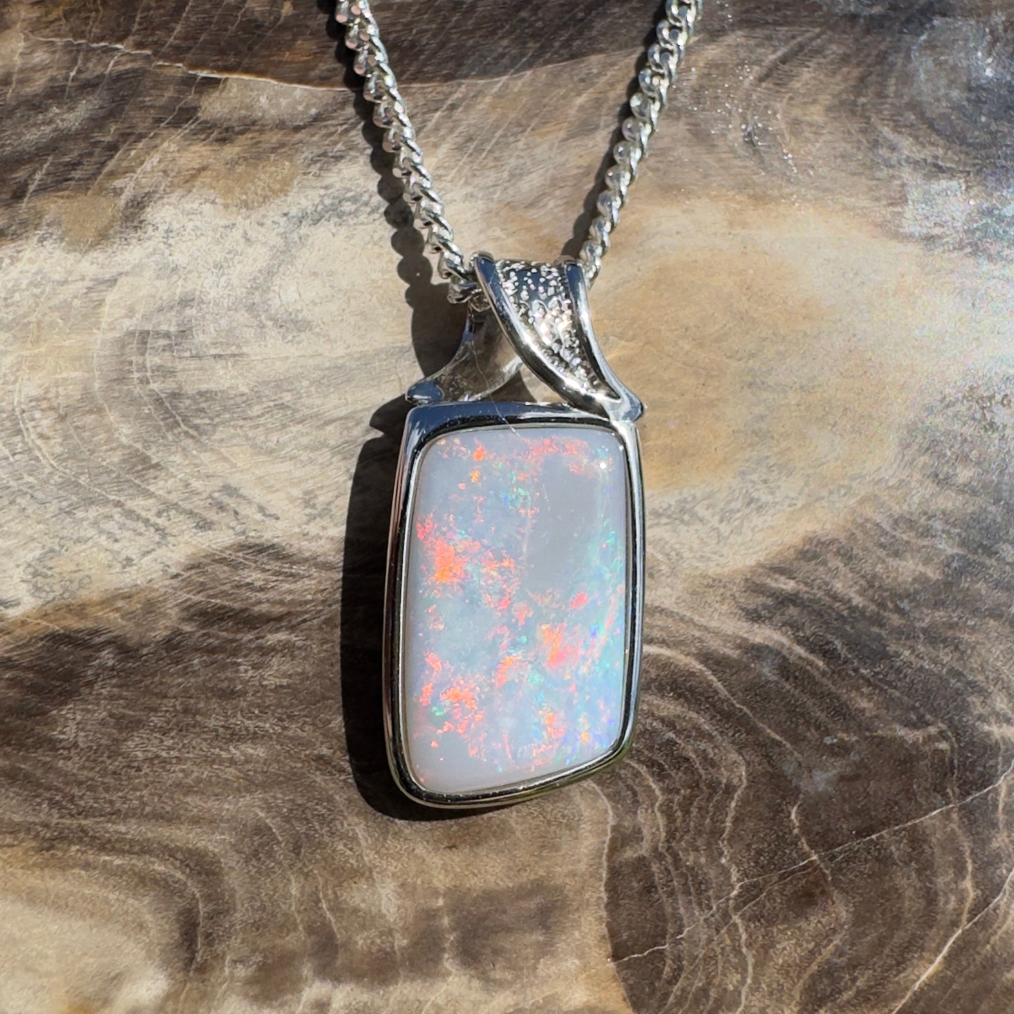 Wolumla Spark ~ 4ct Coober Pedy Opal 925 Silver Pendant