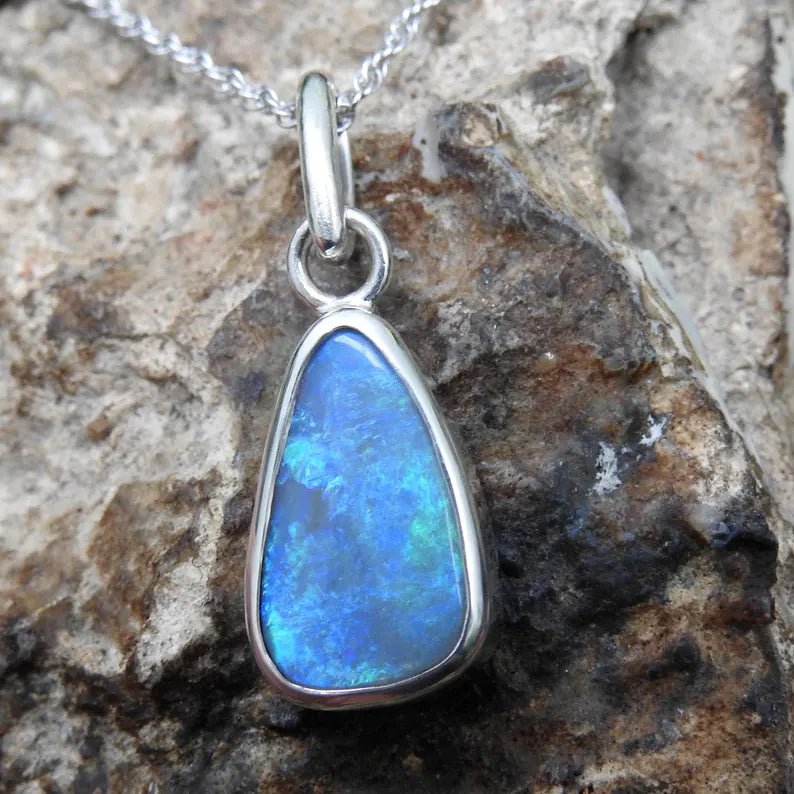Yamba Drift – 4.5ct Solid Lightning Ridge Semi Black Opal 925 Sterling Silver Pendant Necklace