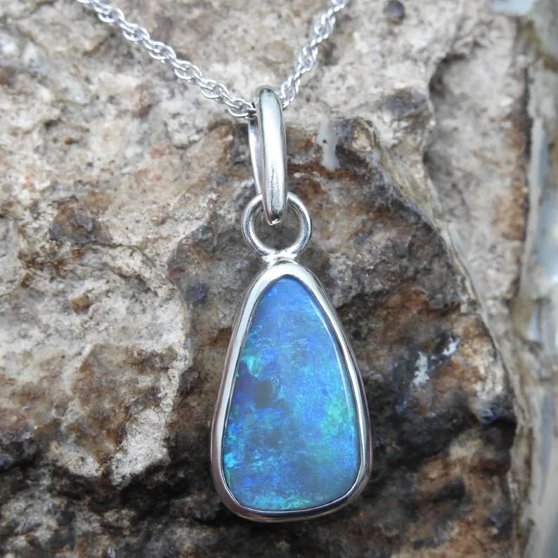 Yamba Drift – 4.5ct Solid Lightning Ridge Semi Black Opal 925 Sterling Silver Pendant Necklace