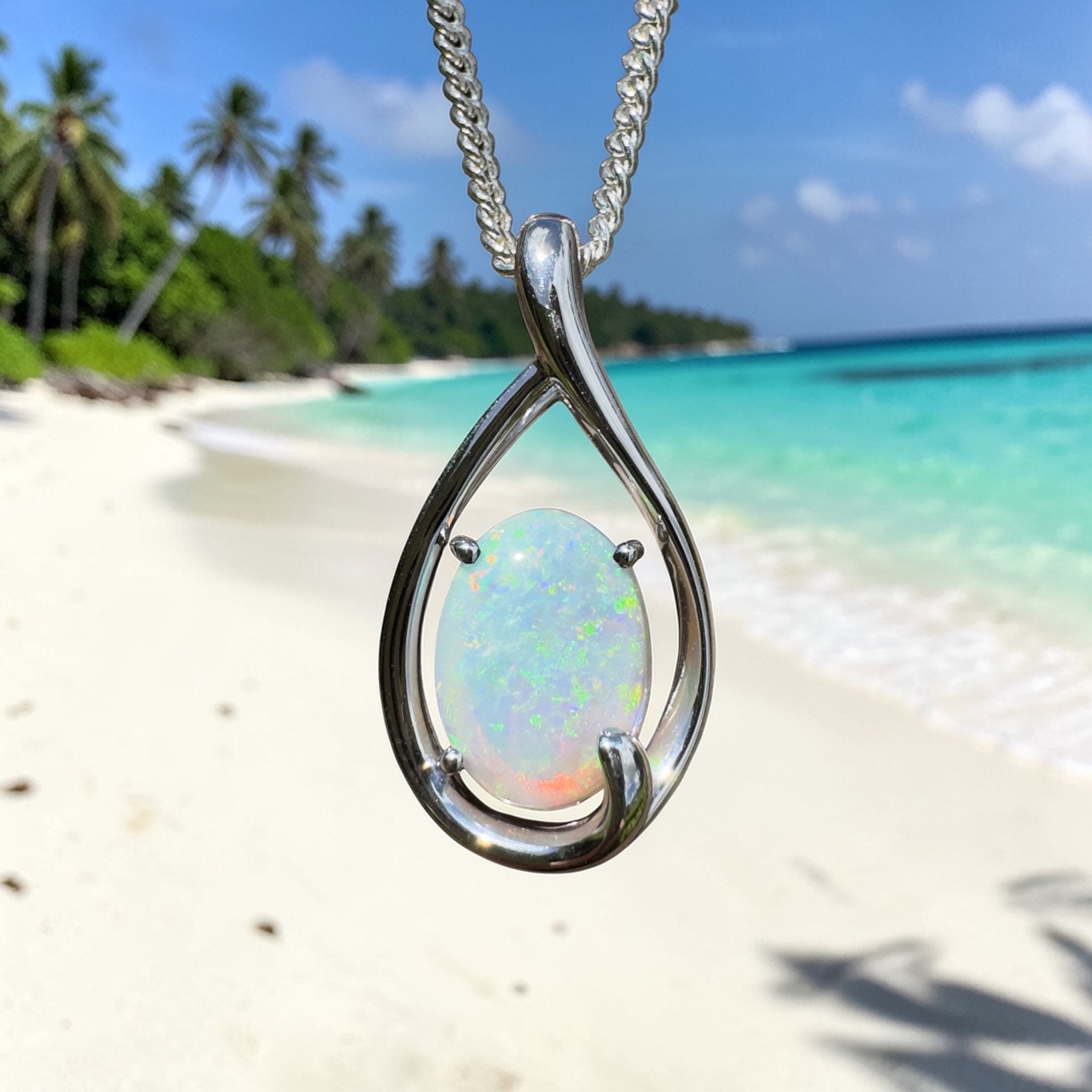 Yardie Moon ~ 1.85ct Coober Pedy Crystal Opal 925 Silver Pendant