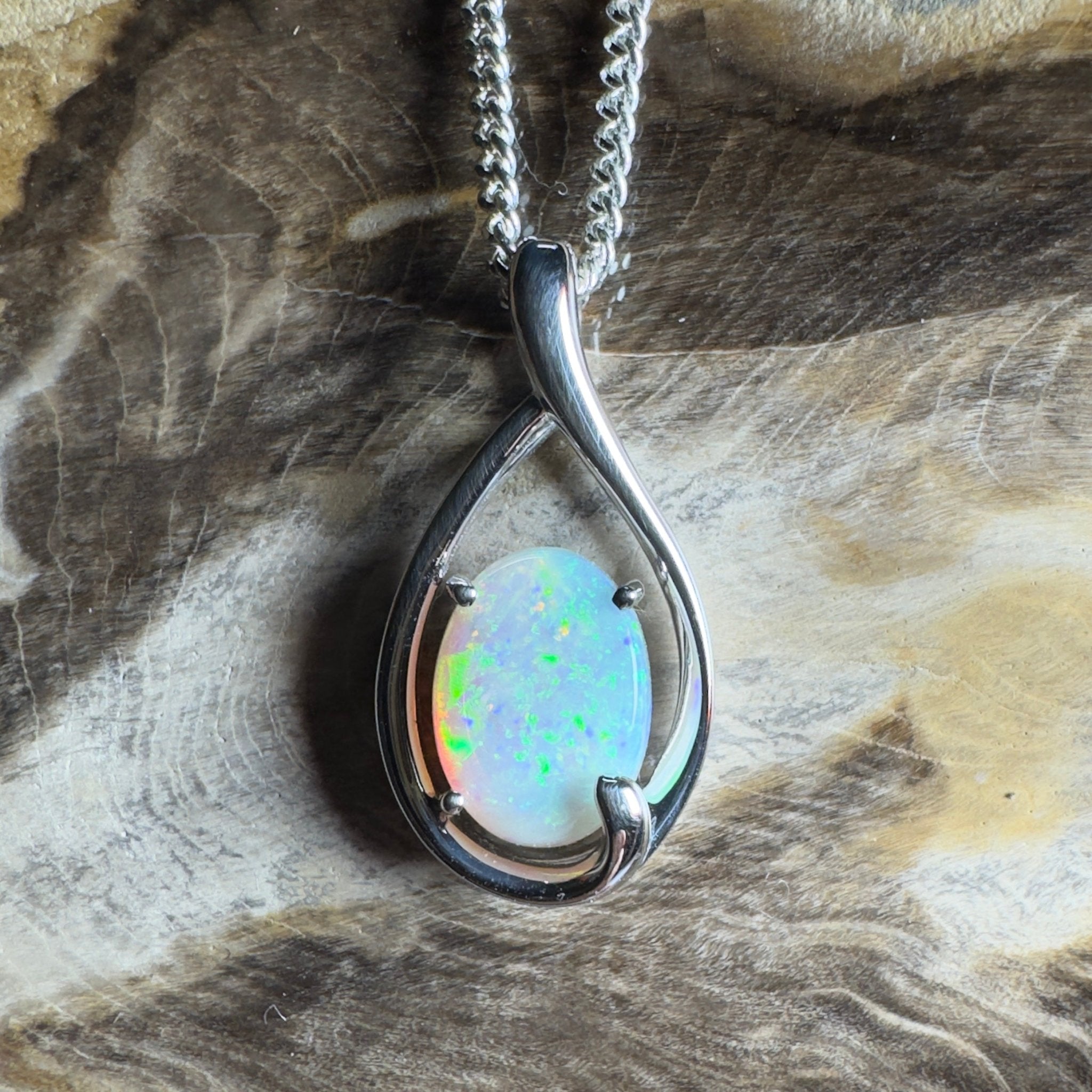 Yardie Moon ~ 1.85ct Coober Pedy Crystal Opal 925 Silver Pendant