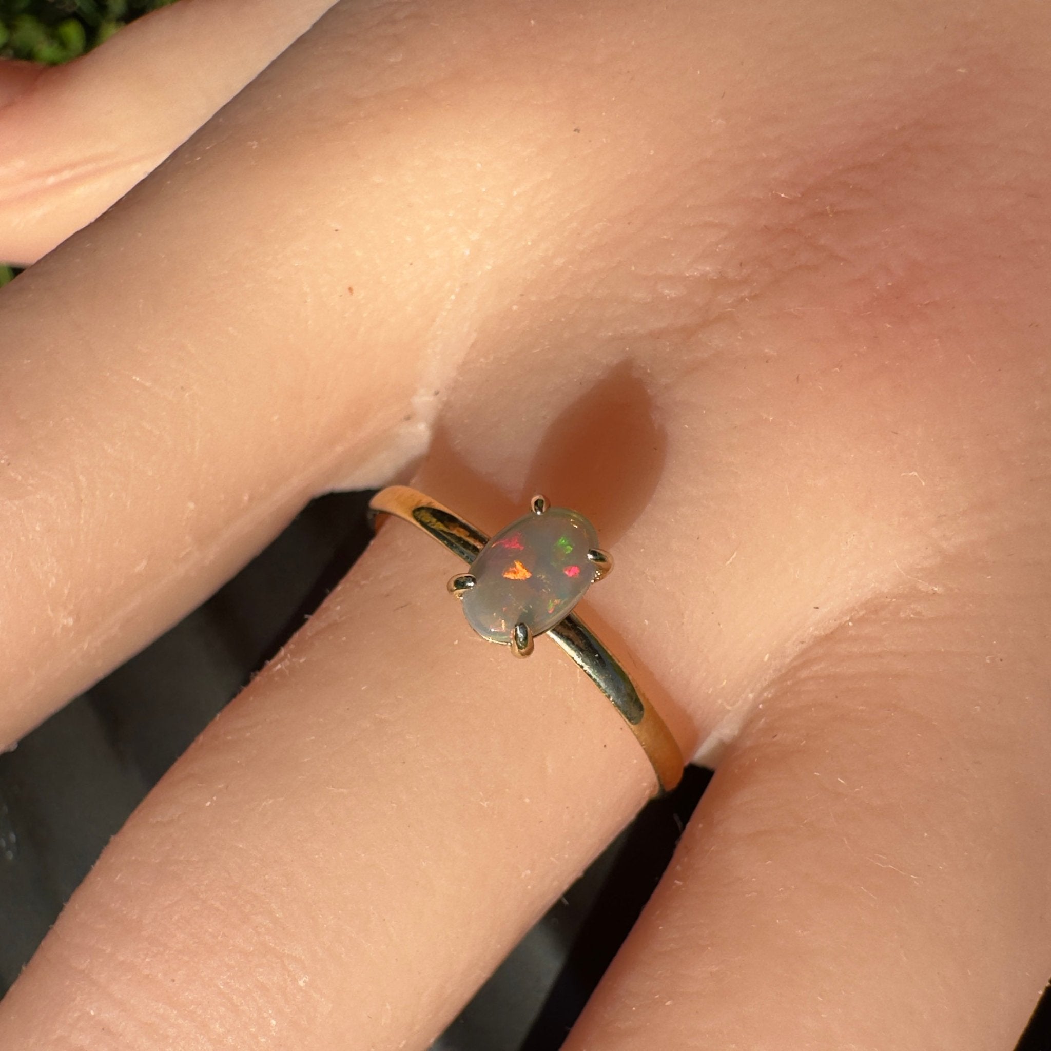 Yarrangobilly Flame ~ 0.8ct Solid Lightning Ridge Opal 9ct Yellow Gold Ring