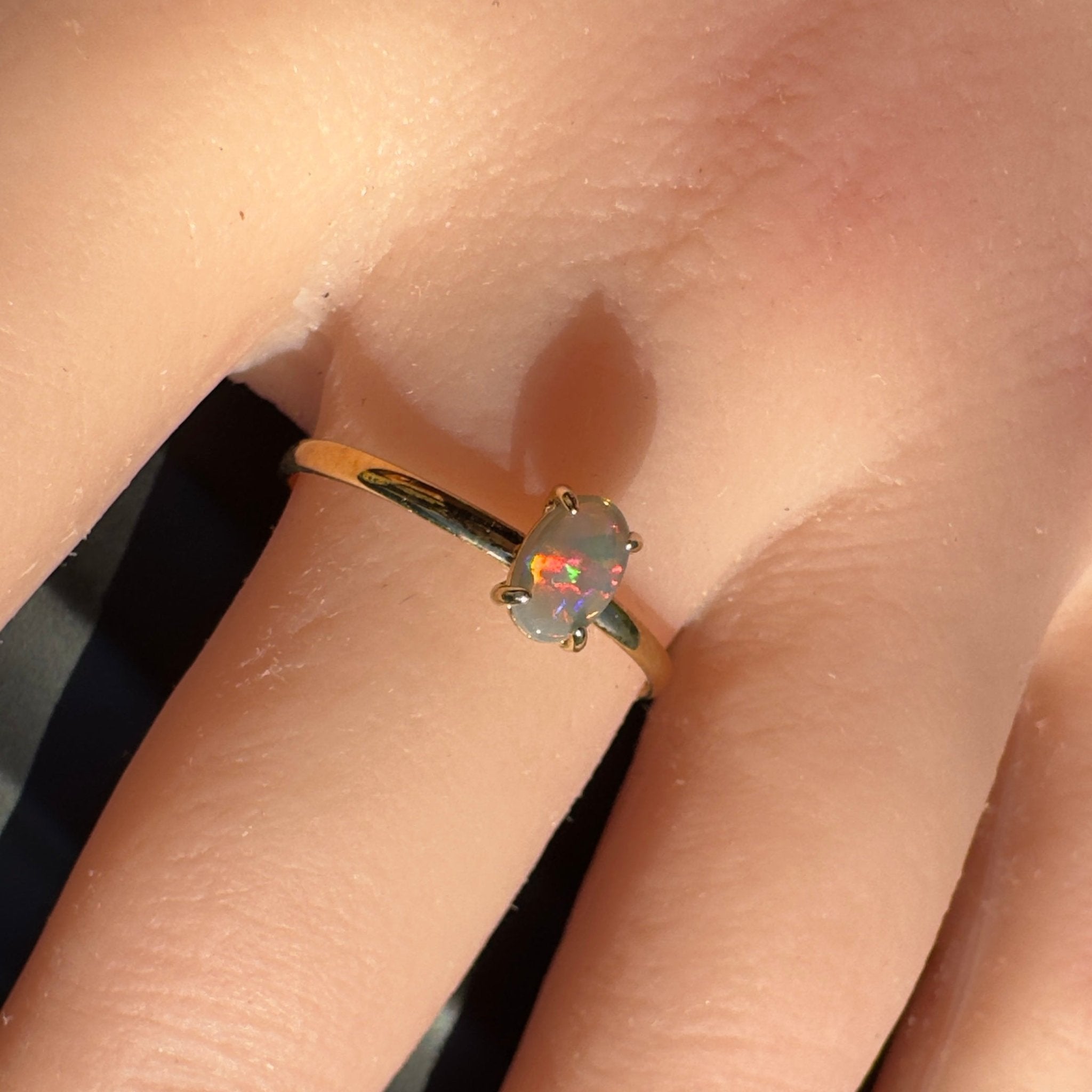 Yarrangobilly Flame ~ 0.8ct Solid Lightning Ridge Opal 9ct Yellow Gold Ring