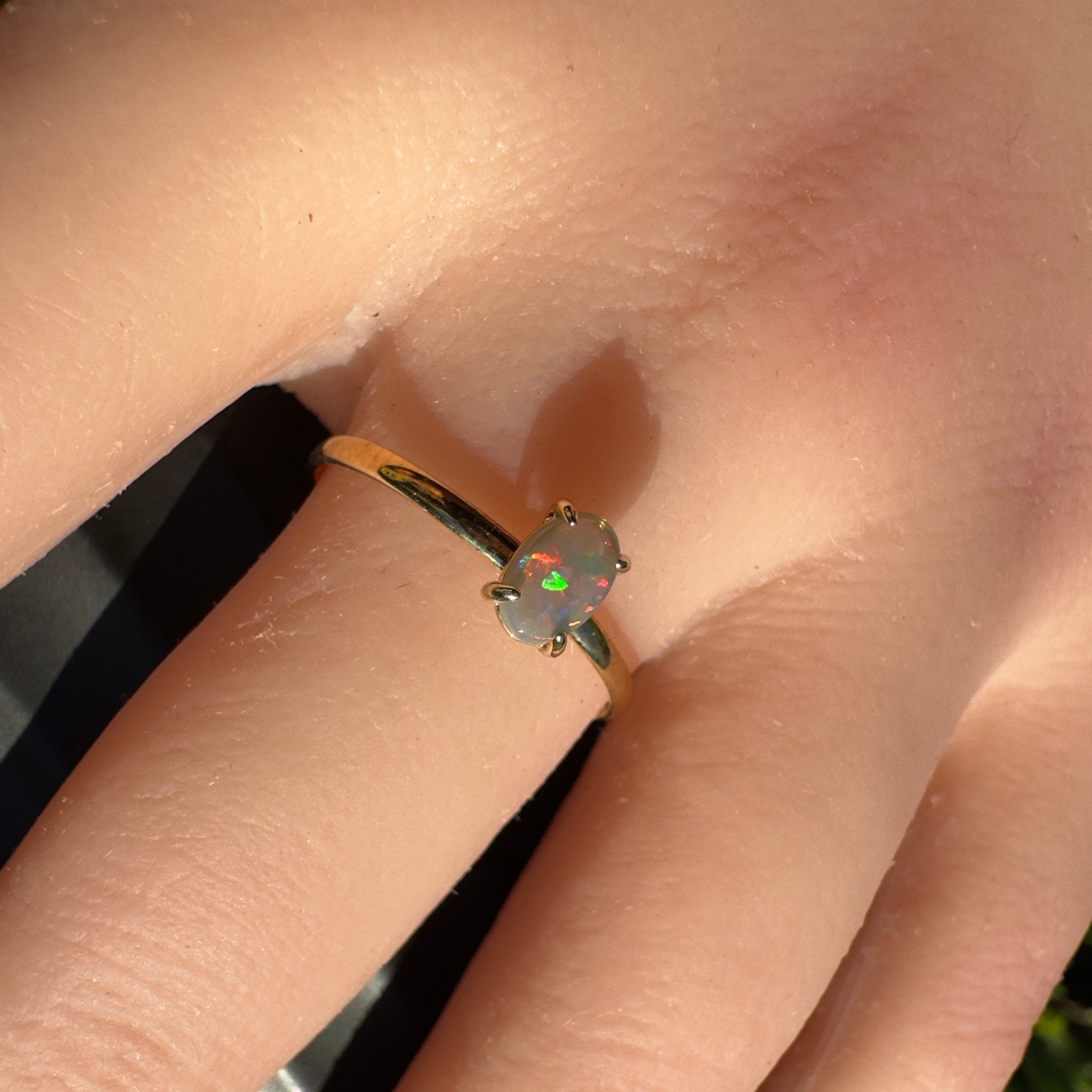 Yarrangobilly Flame ~ 0.8ct Solid Lightning Ridge Opal 9ct Yellow Gold Ring
