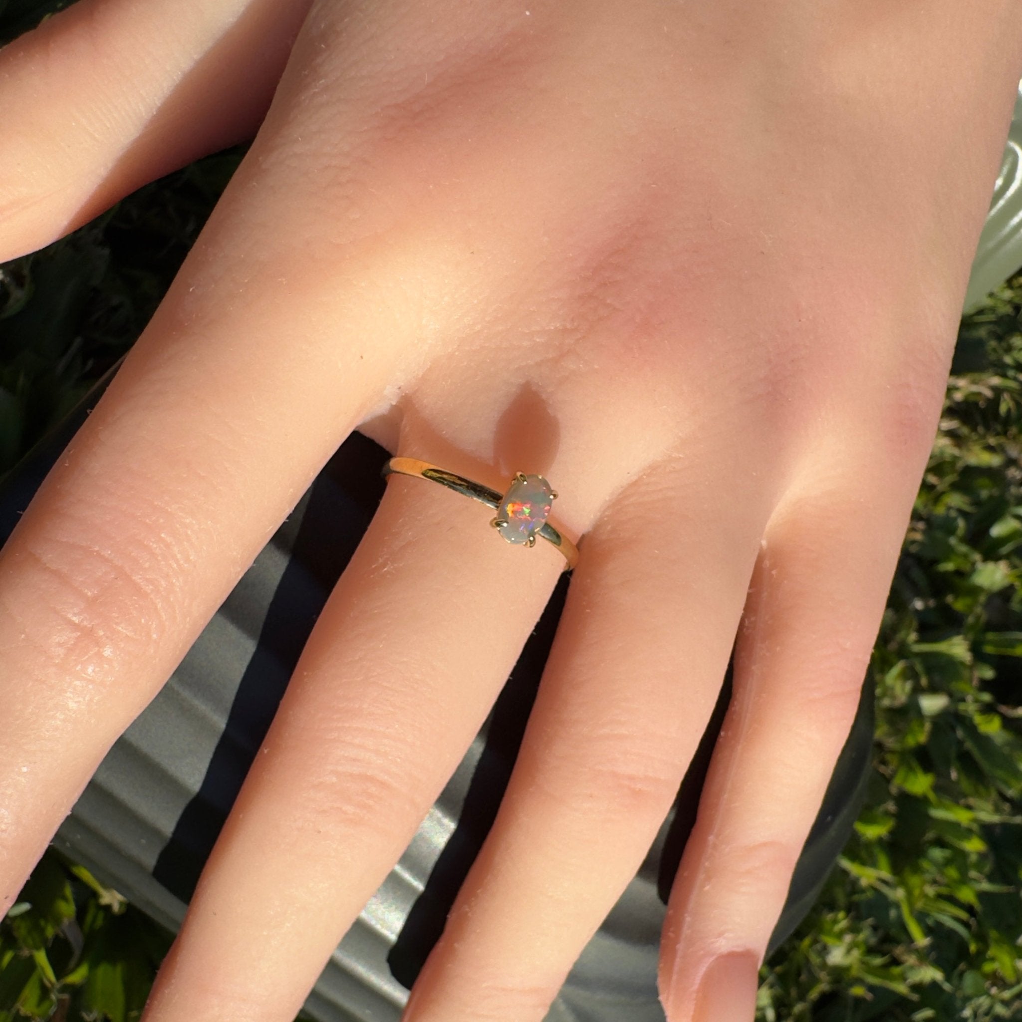 Yarrangobilly Flame ~ 0.8ct Solid Lightning Ridge Opal 9ct Yellow Gold Ring