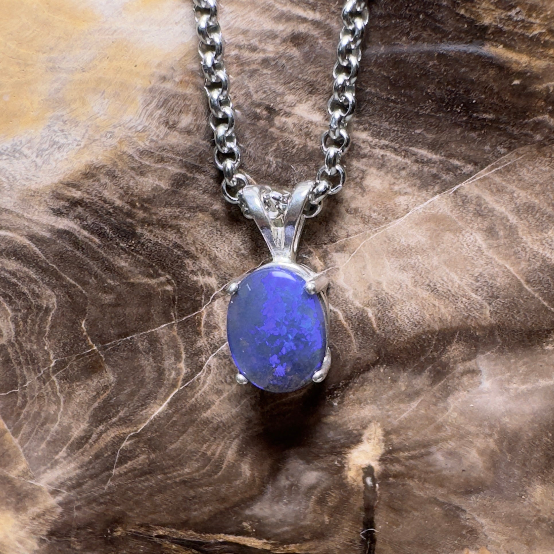 Yarrangobilly Nightfall ~ 1ct Lightning Ridge Black Opal 925 Silver Pendant