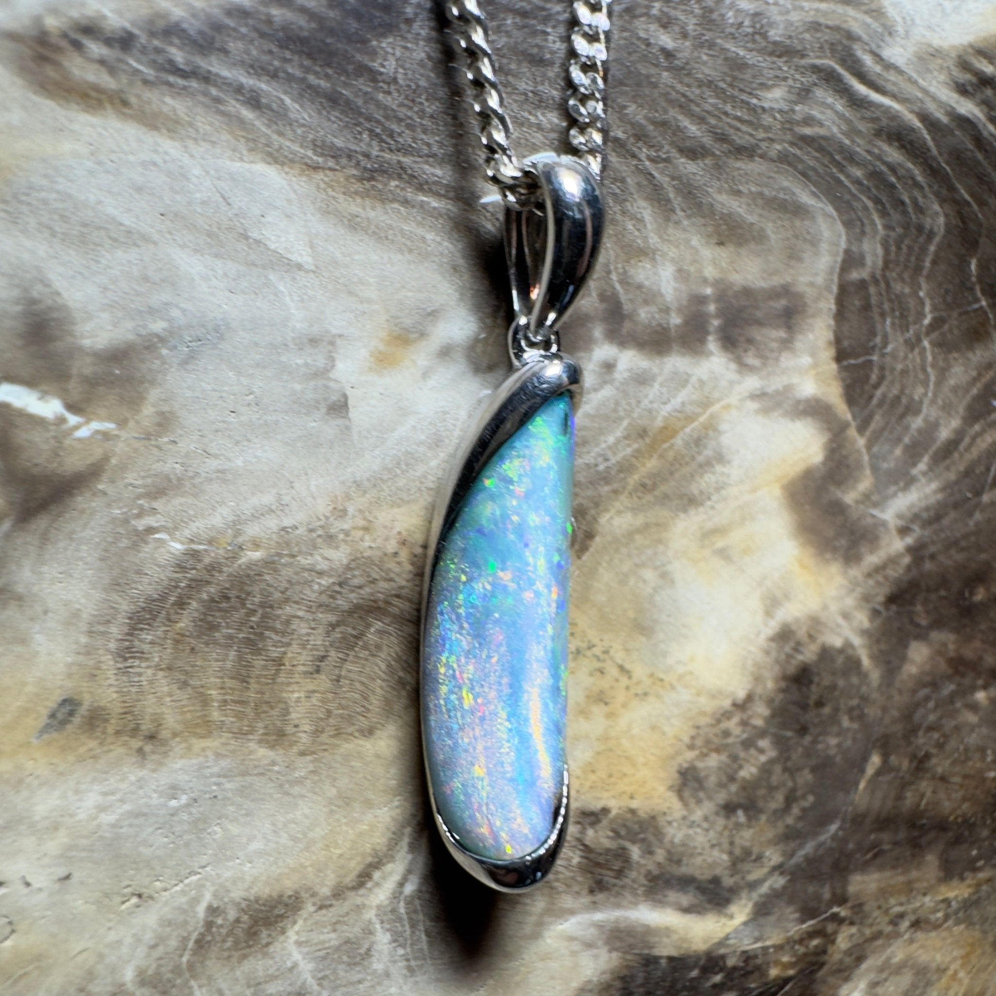 Yarri Dreamfire ~ Queensland Boulder Opal 925 Sterling Silver Pendant Necklace
