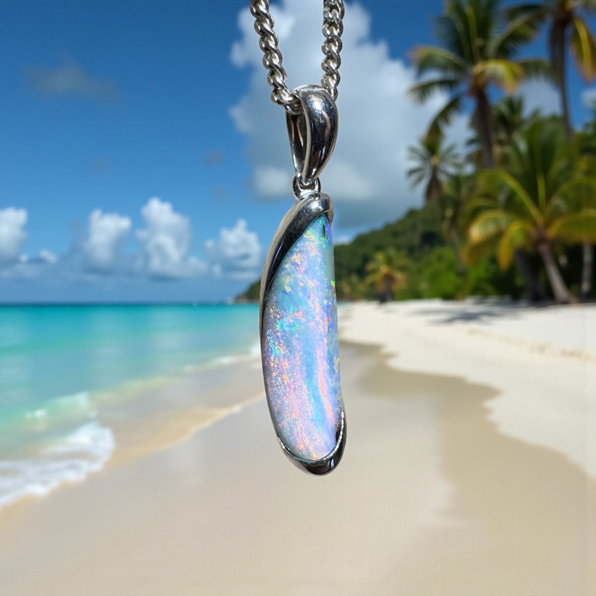 Yarri Dreamfire ~ Queensland Boulder Opal 925 Sterling Silver Pendant Necklace