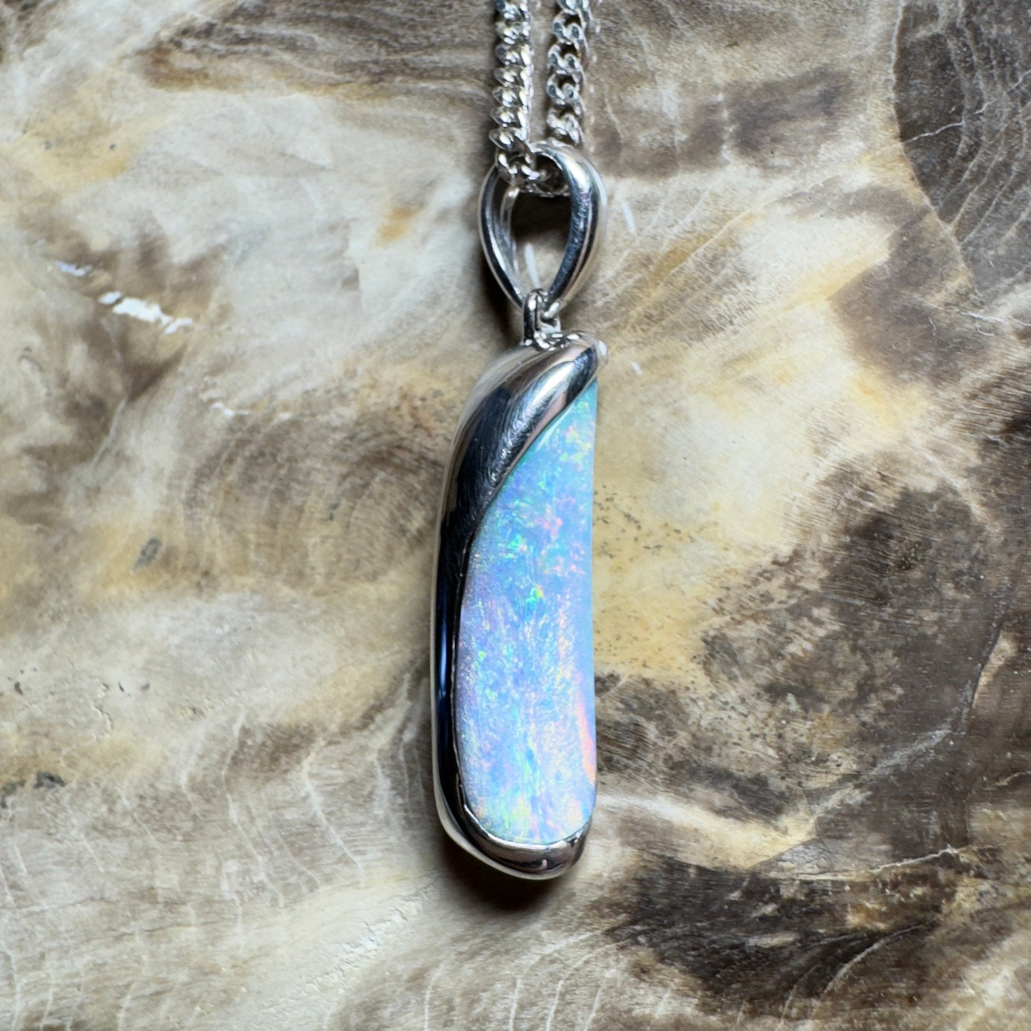 Yarri Dreamfire ~ Queensland Boulder Opal 925 Sterling Silver Pendant Necklace