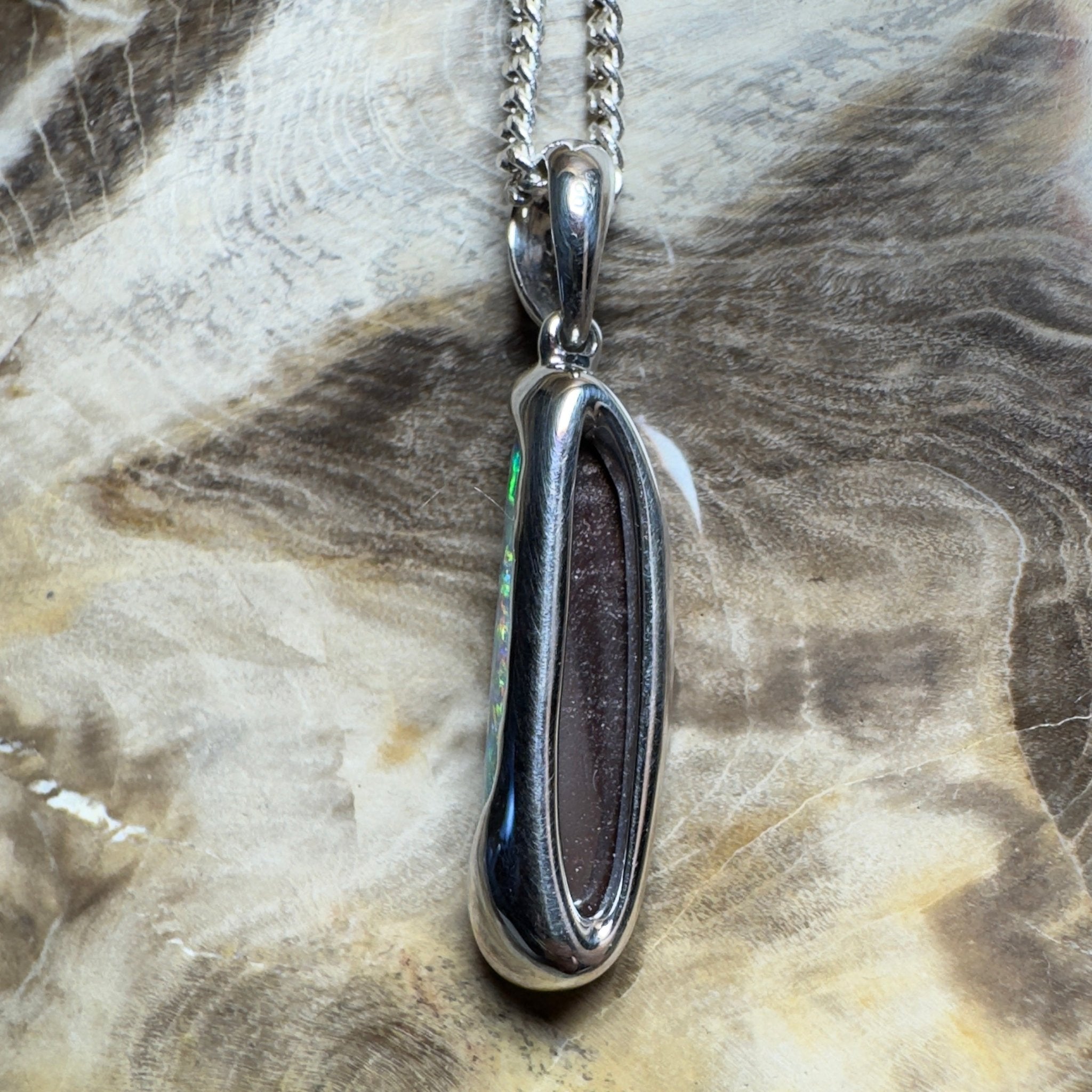 Yarri Dreamfire ~ Queensland Boulder Opal 925 Sterling Silver Pendant Necklace