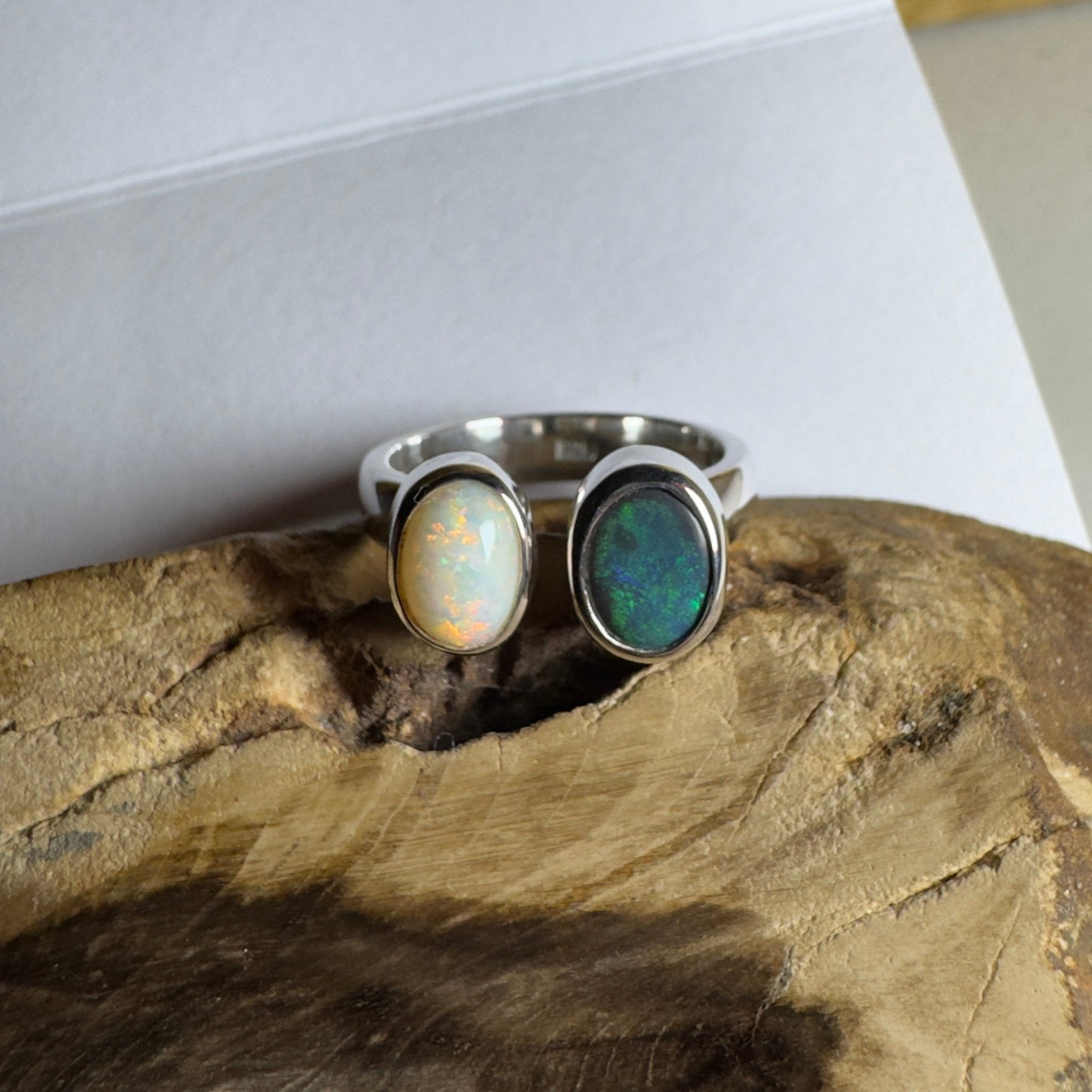 Yin of Yallingup – 2ct Solid Lightning Ridge Opal 925 Sterling Silver Ring