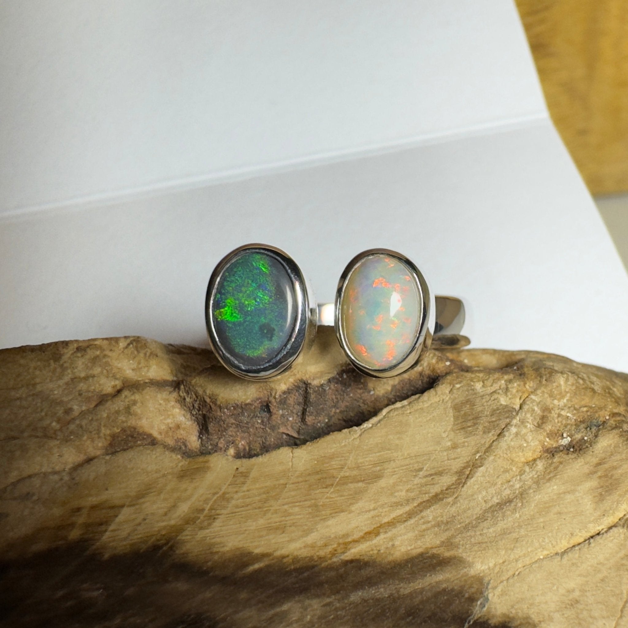 Yin of Yallingup – 2ct Solid Lightning Ridge Opal 925 Sterling Silver Ring
