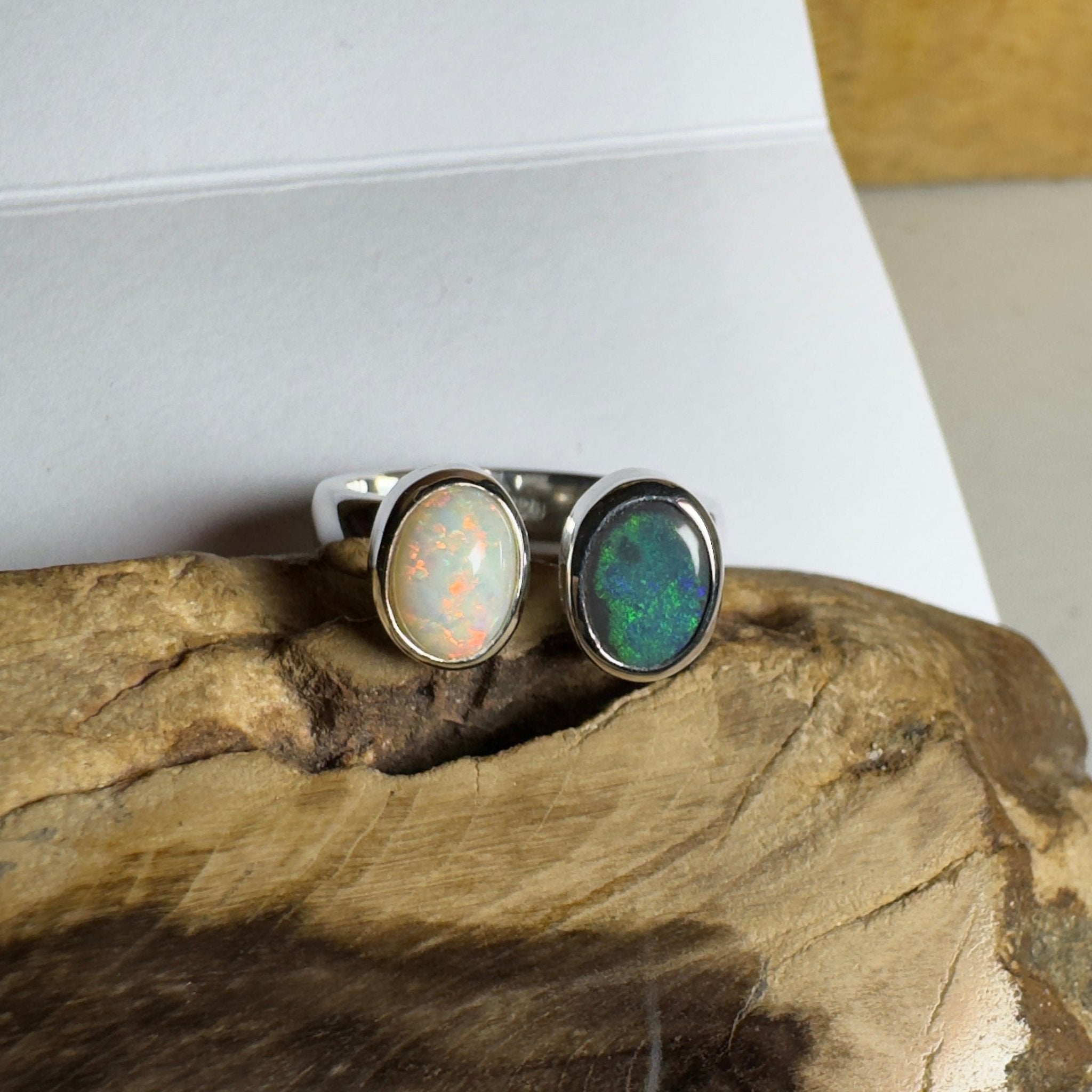 Yin of Yallingup – 2ct Solid Lightning Ridge Opal 925 Sterling Silver Ring