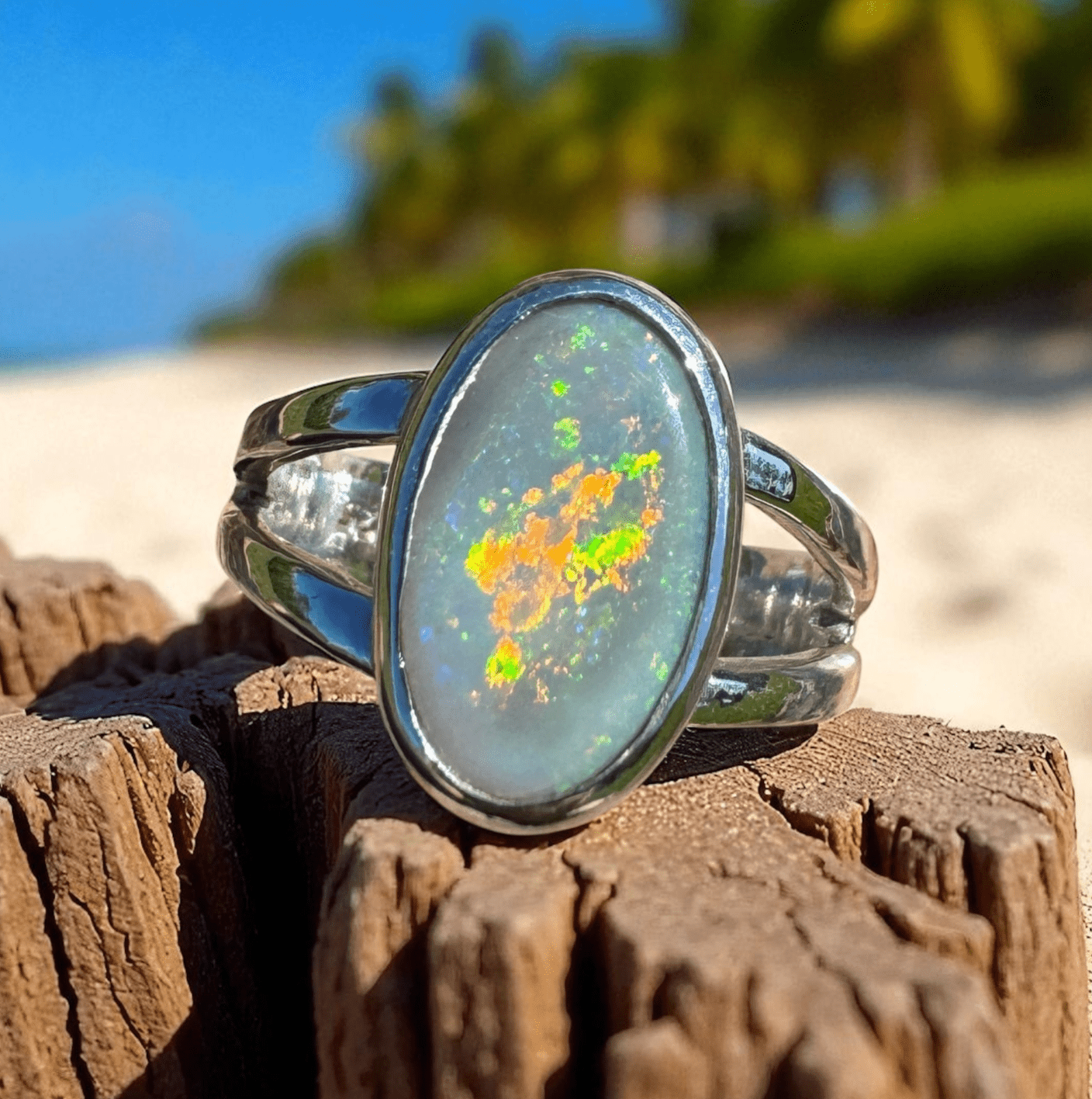 Mintabie Radiance ~ A ring alive with fire and light - Iona Opal Australia
