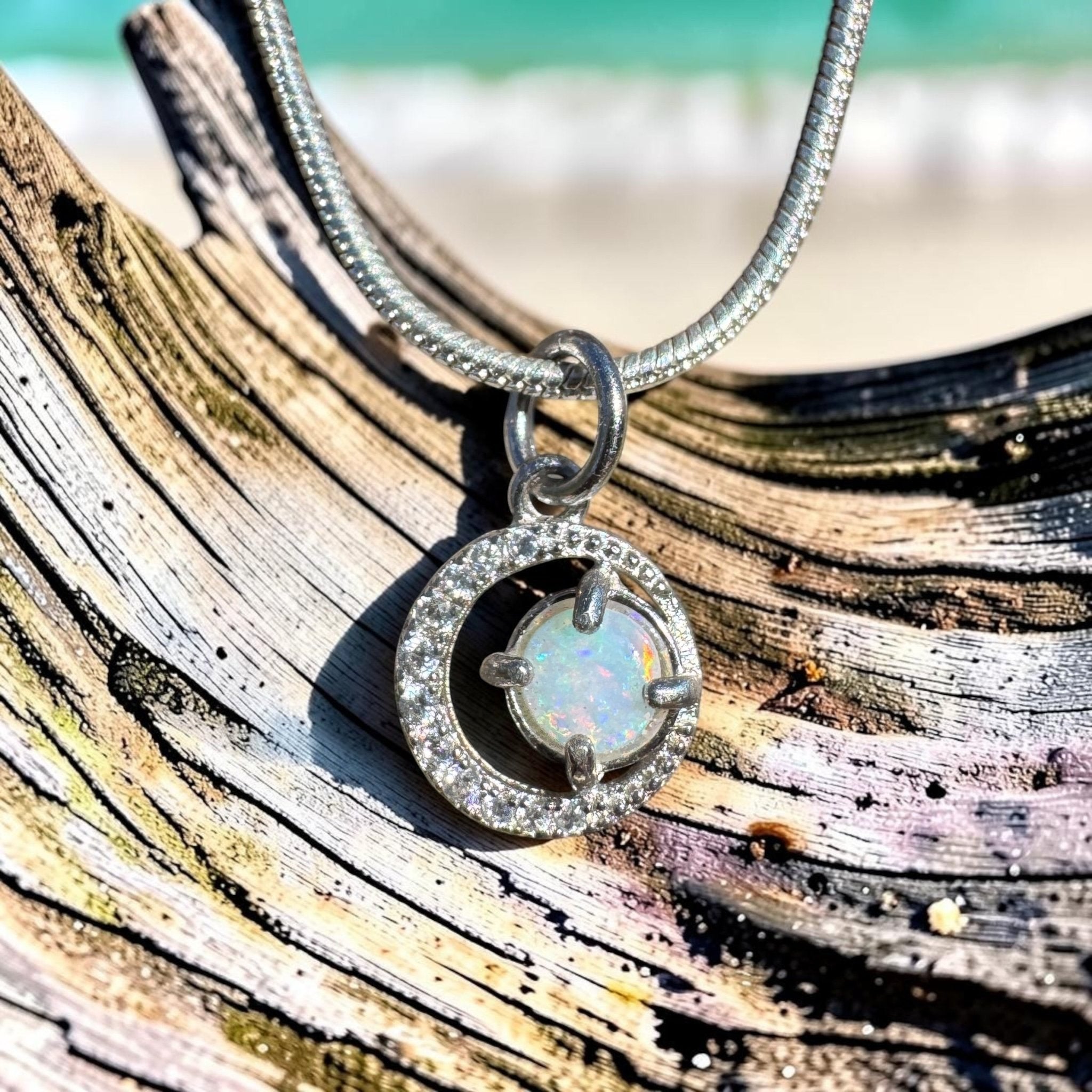 0.2ct Coober Pedy Opal Pendant Necklace ~ 'Cradle Mountain Spark' | 925 Sterling Silver | Solid Australian Opal