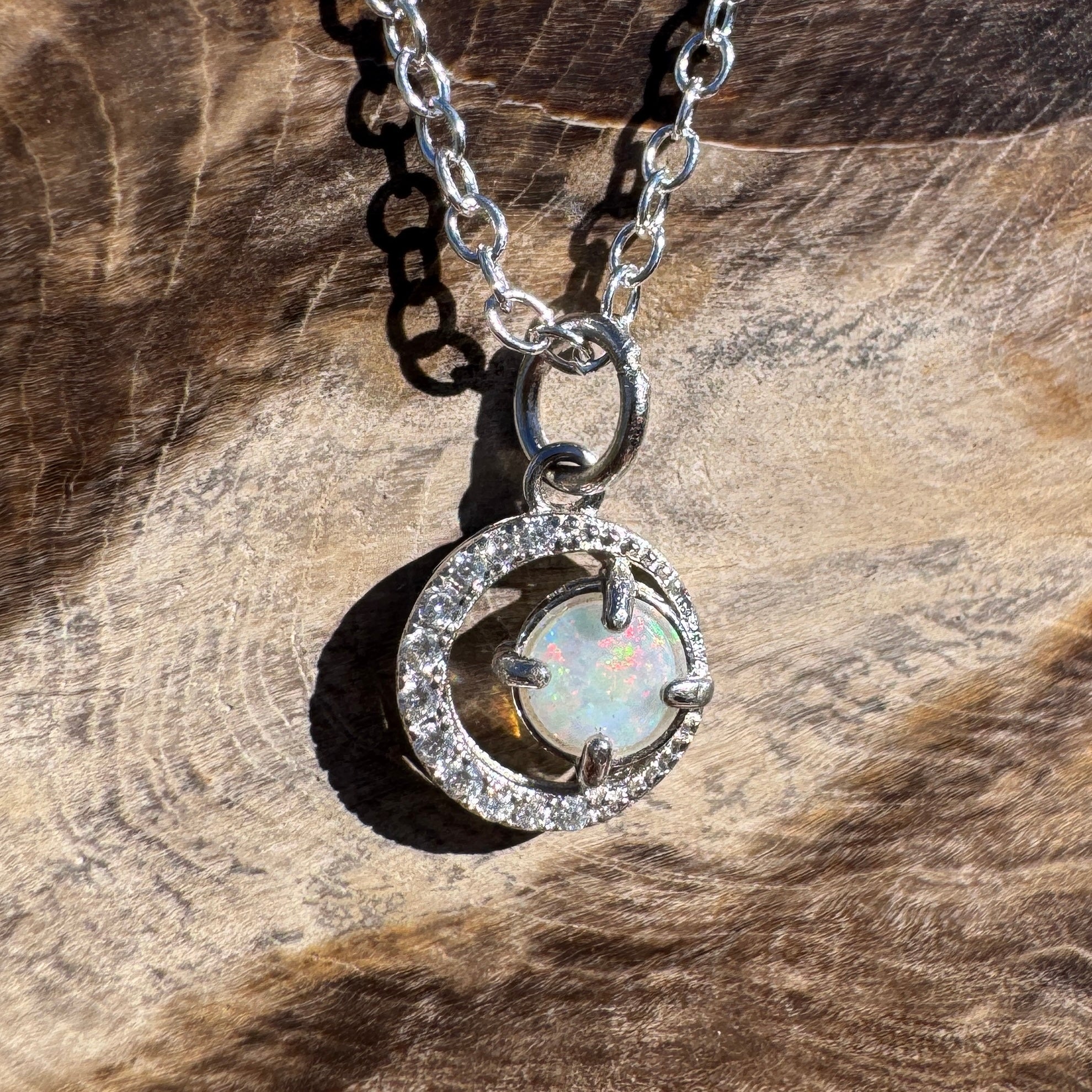 0.2ct Coober Pedy Opal Pendant Necklace ~ 'Cradle Mountain Spark' | 925 Sterling Silver | Solid Australian Opal