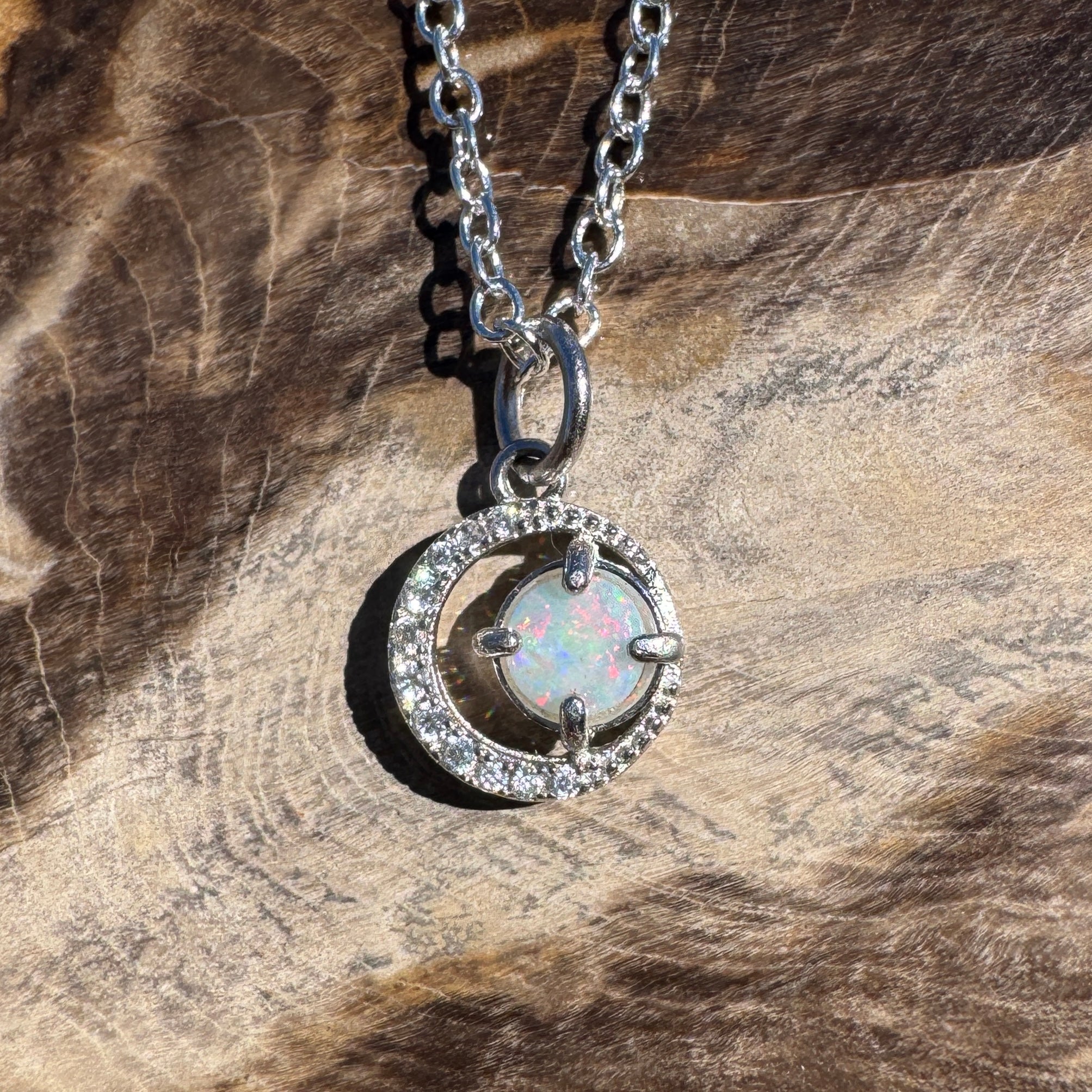 0.2ct Coober Pedy Opal Pendant Necklace ~ 'Kakadu Spark' | 925 Sterling Silver | Solid Australian Opal
