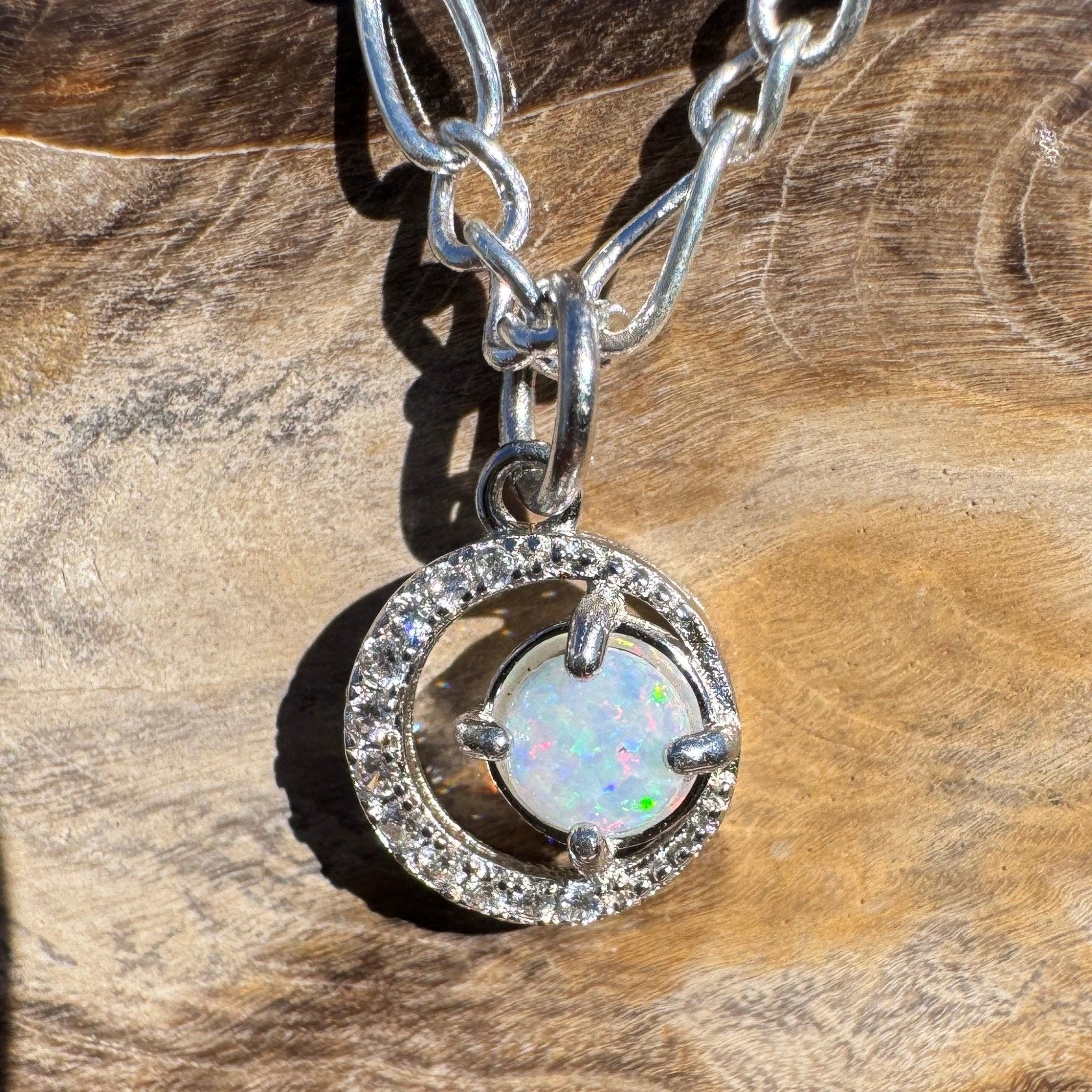 0.2ct Coober Pedy Opal Pendant Necklace ~ 'Kosciuszko Spark' | 925 Sterling Silver | Solid Australian Opal