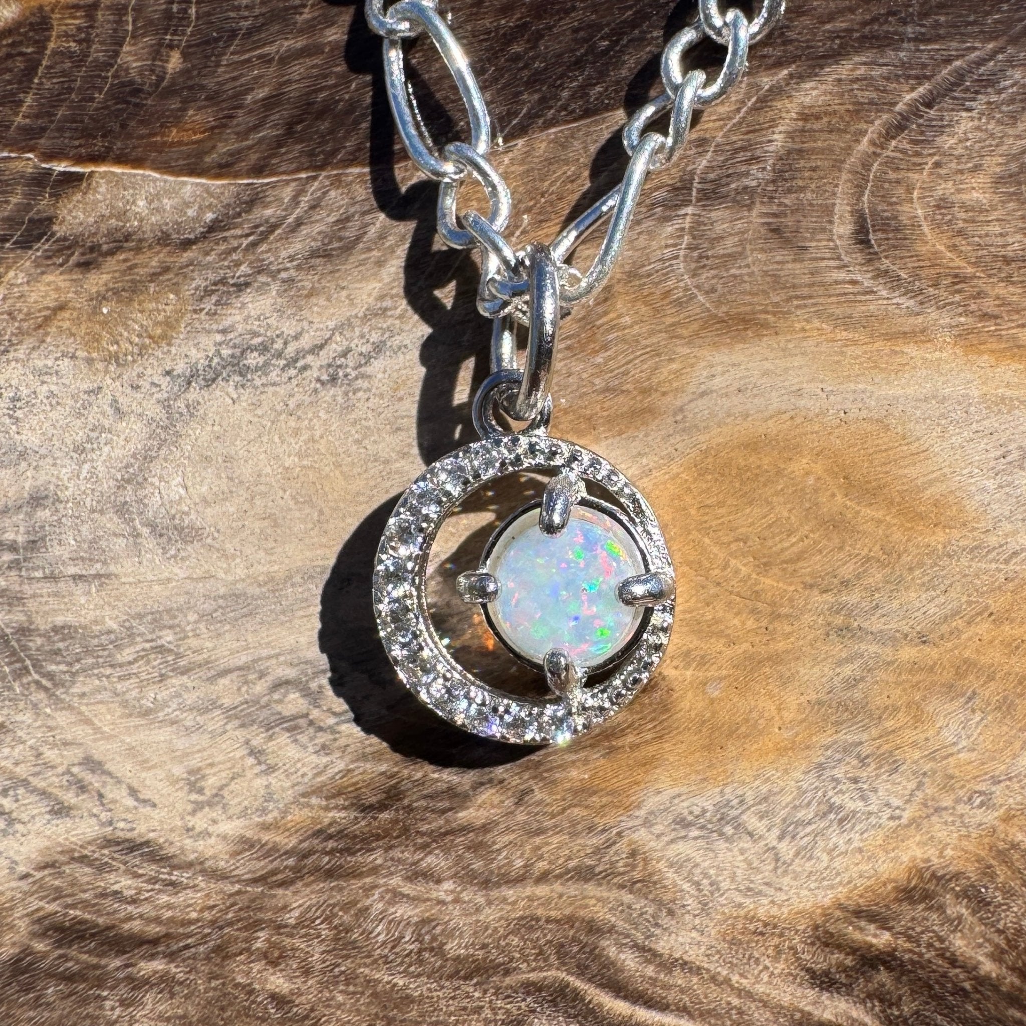 0.2ct Coober Pedy Opal Pendant Necklace ~ 'Kosciuszko Spark' | 925 Sterling Silver | Solid Australian Opal