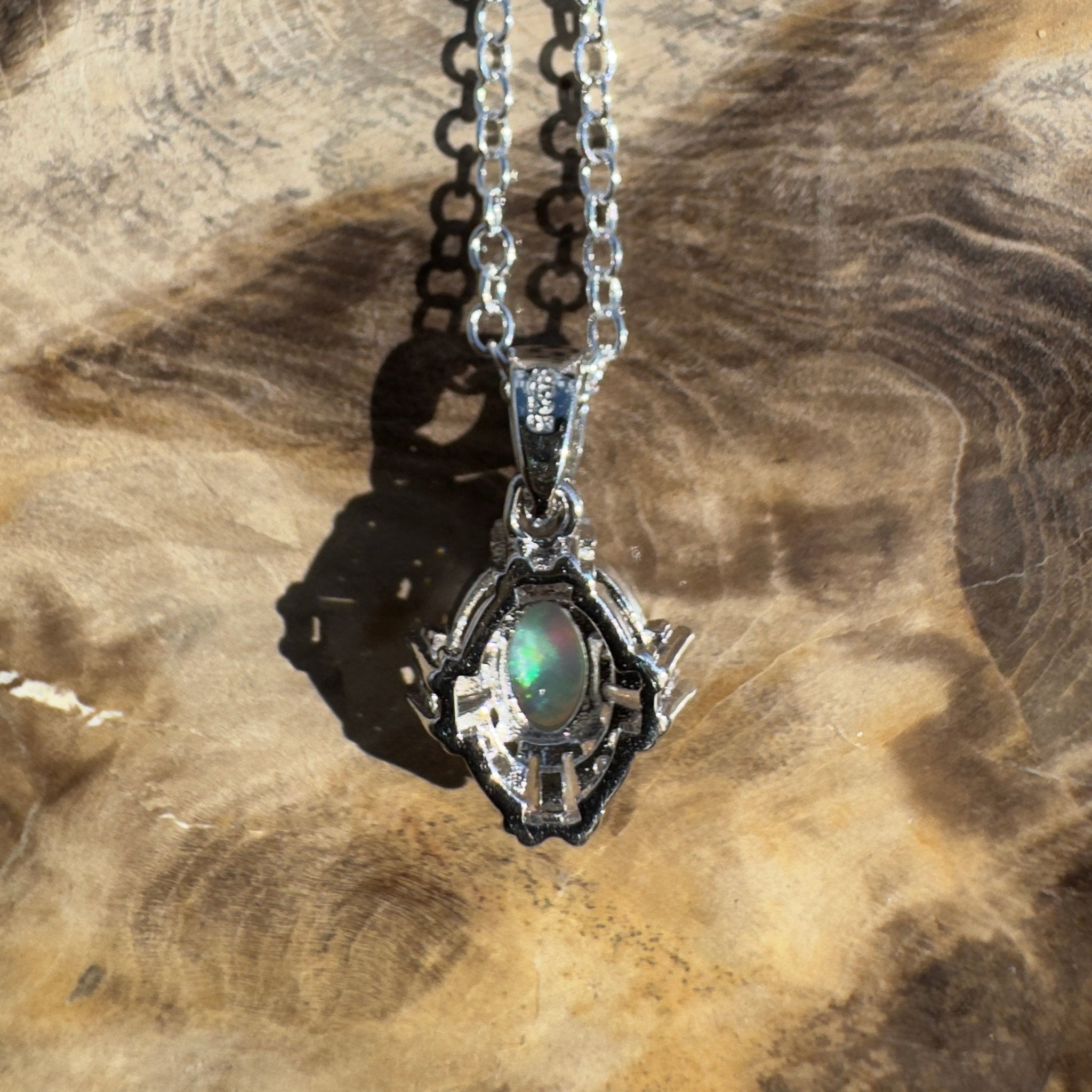 0.2ct Lightning Ridge Opal Pendant Necklace ~ 'Barron Drift' | 925 Sterling Silver | Solid Australian Opal