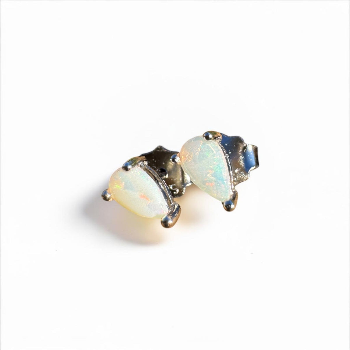 0.3ct Coober Pedy Opal Earrings ~ 'Binalong Glimmer' | 925 Sterling Silver | Solid Australian Opal