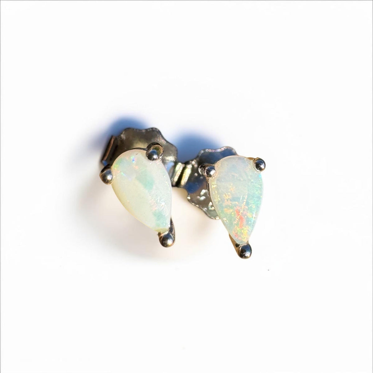 0.3ct Coober Pedy Opal Earrings ~ 'Binalong Glimmer' | 925 Sterling Silver | Solid Australian Opal