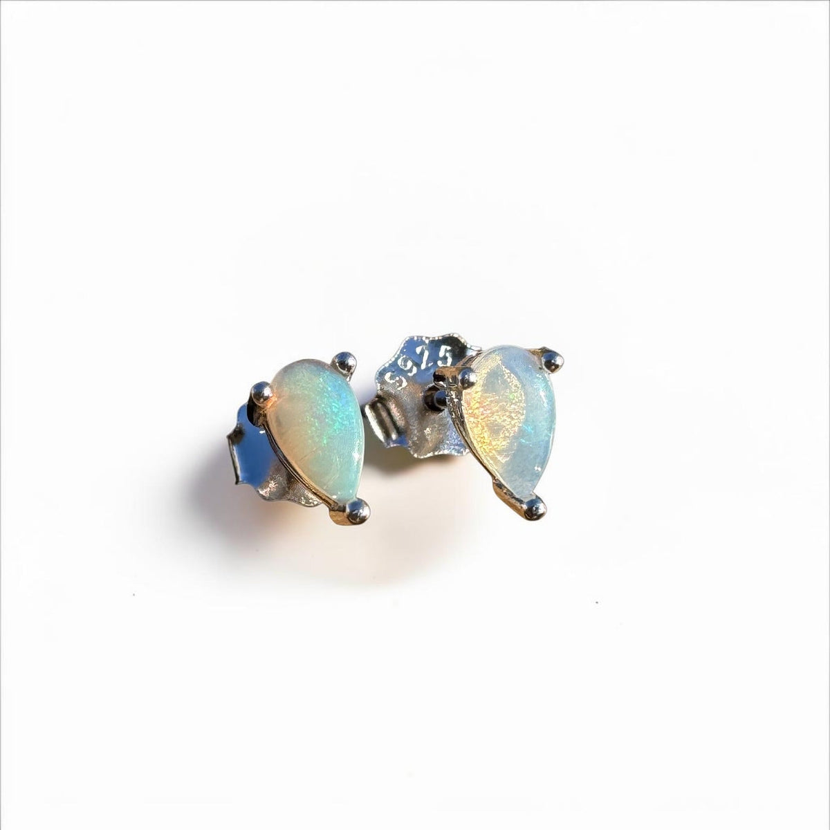 0.3ct Coober Pedy Opal Earrings ~ 'Wineglass Shimmer' | 925 Sterling Silver | Solid Australian Opal