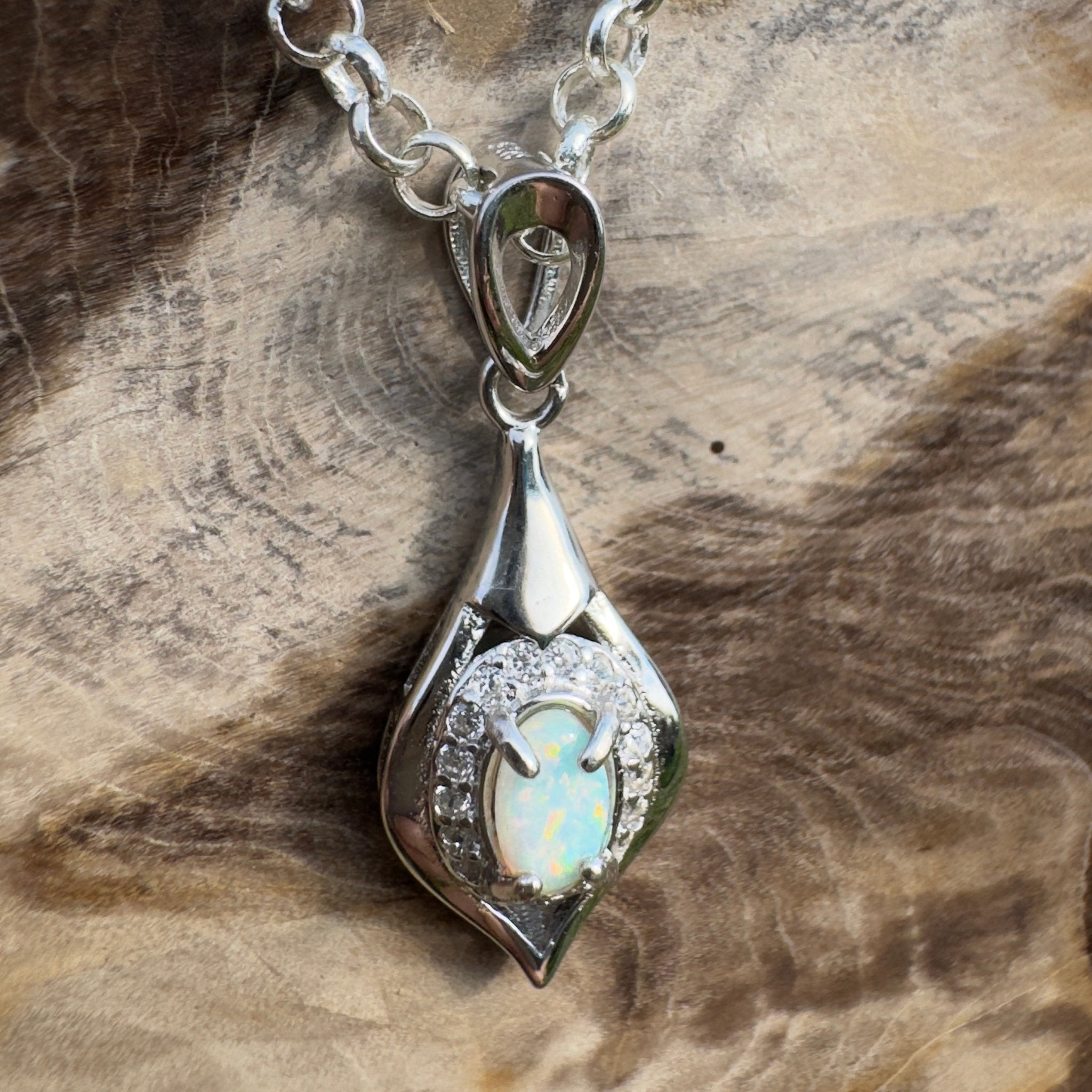 0.3ct Coober Pedy Opal Pendant Necklace ~ 'Tibooburra Wildfire' | 925 Sterling Silver | Solid Australian Opal