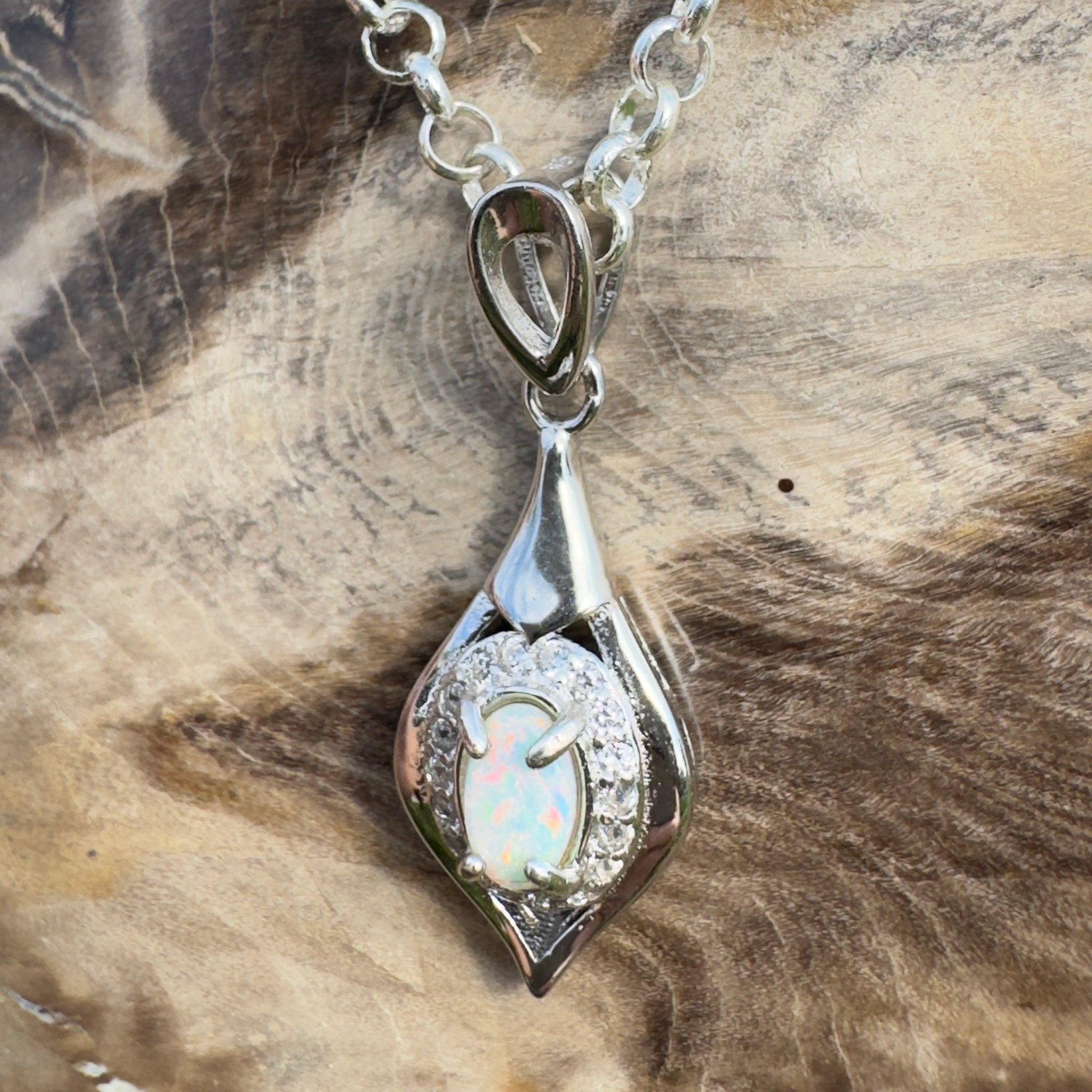 0.3ct Coober Pedy Opal Pendant Necklace ~ 'Tibooburra Wildfire' | 925 Sterling Silver | Solid Australian Opal