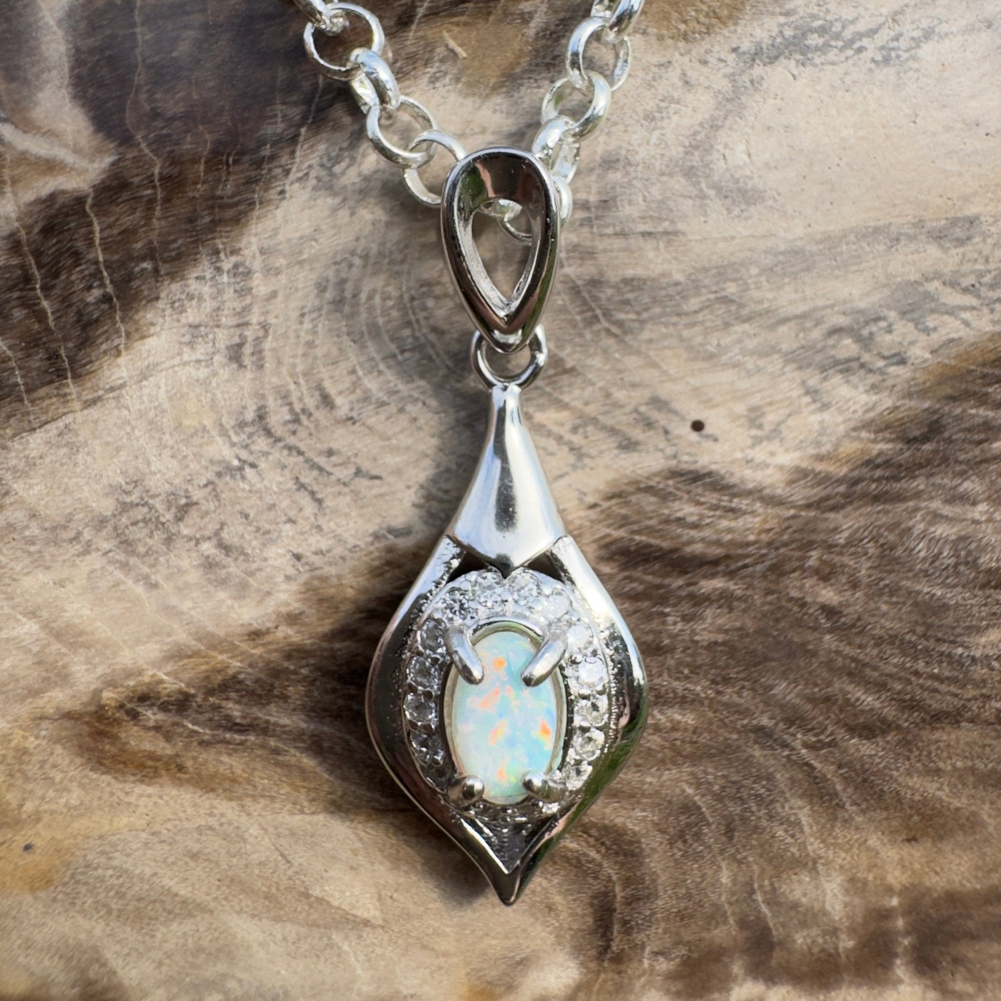 0.3ct Coober Pedy Opal Pendant Necklace ~ 'Tibooburra Wildfire' | 925 Sterling Silver | Solid Australian Opal