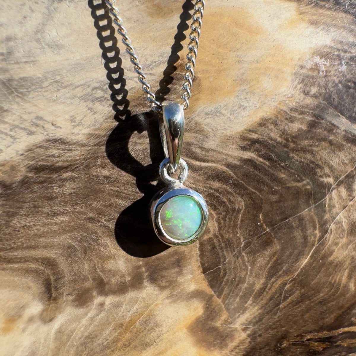 0.3ct Lightning Ridge Opal Pendant Necklace ~ 'Byron Current' | 925 Sterling Silver | Solid Australian Opal